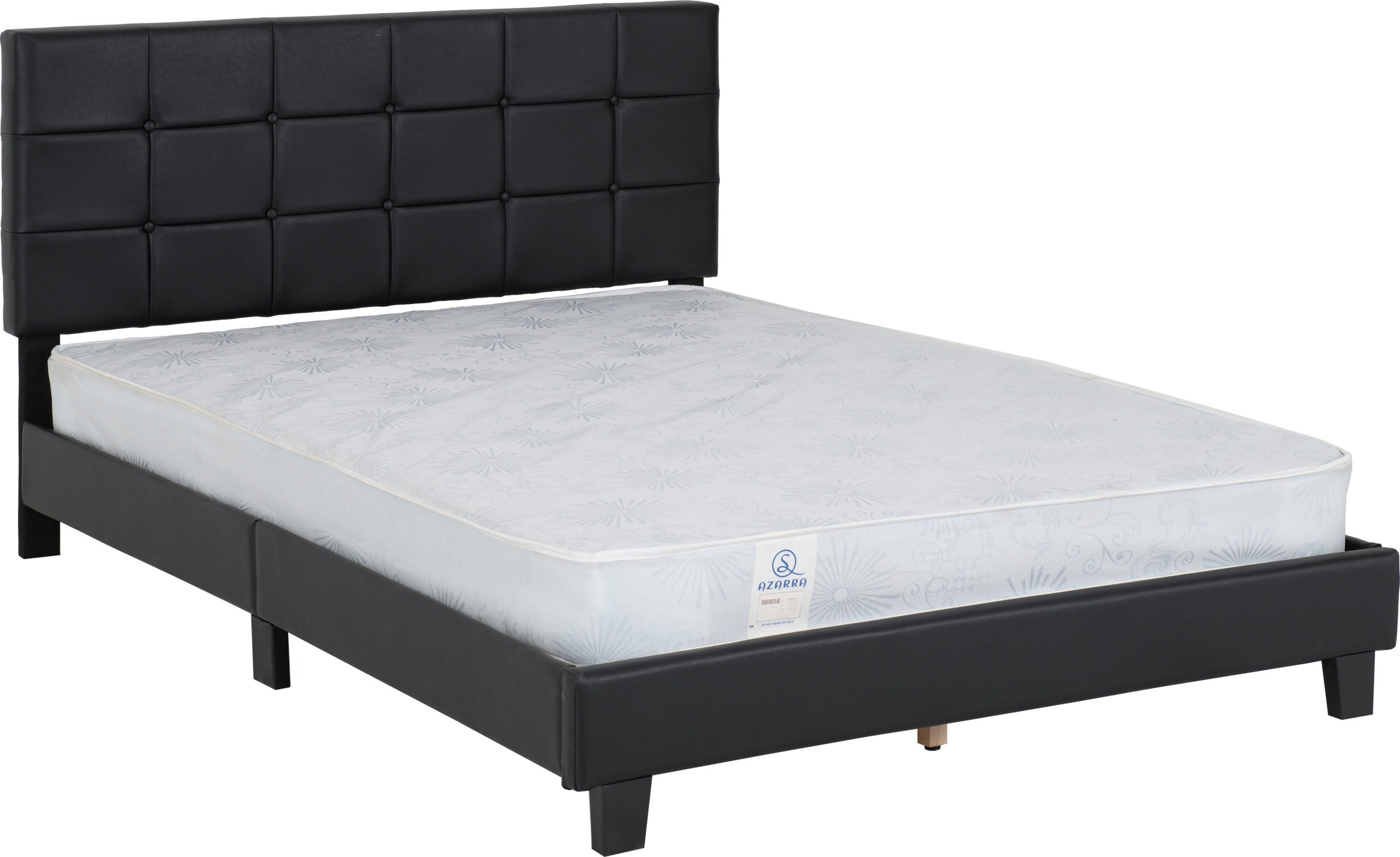 ARRAN 4'6" BED - BLACK PU