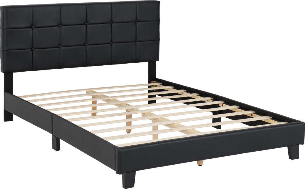 ARRAN 4'6" BED - BLACK PU