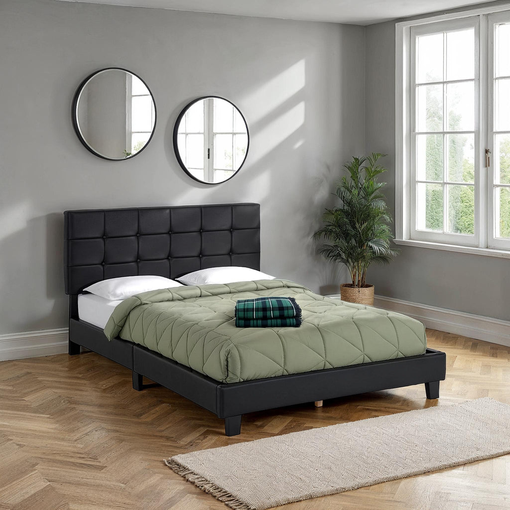 ARRAN 4'6" BED - BLACK PU
