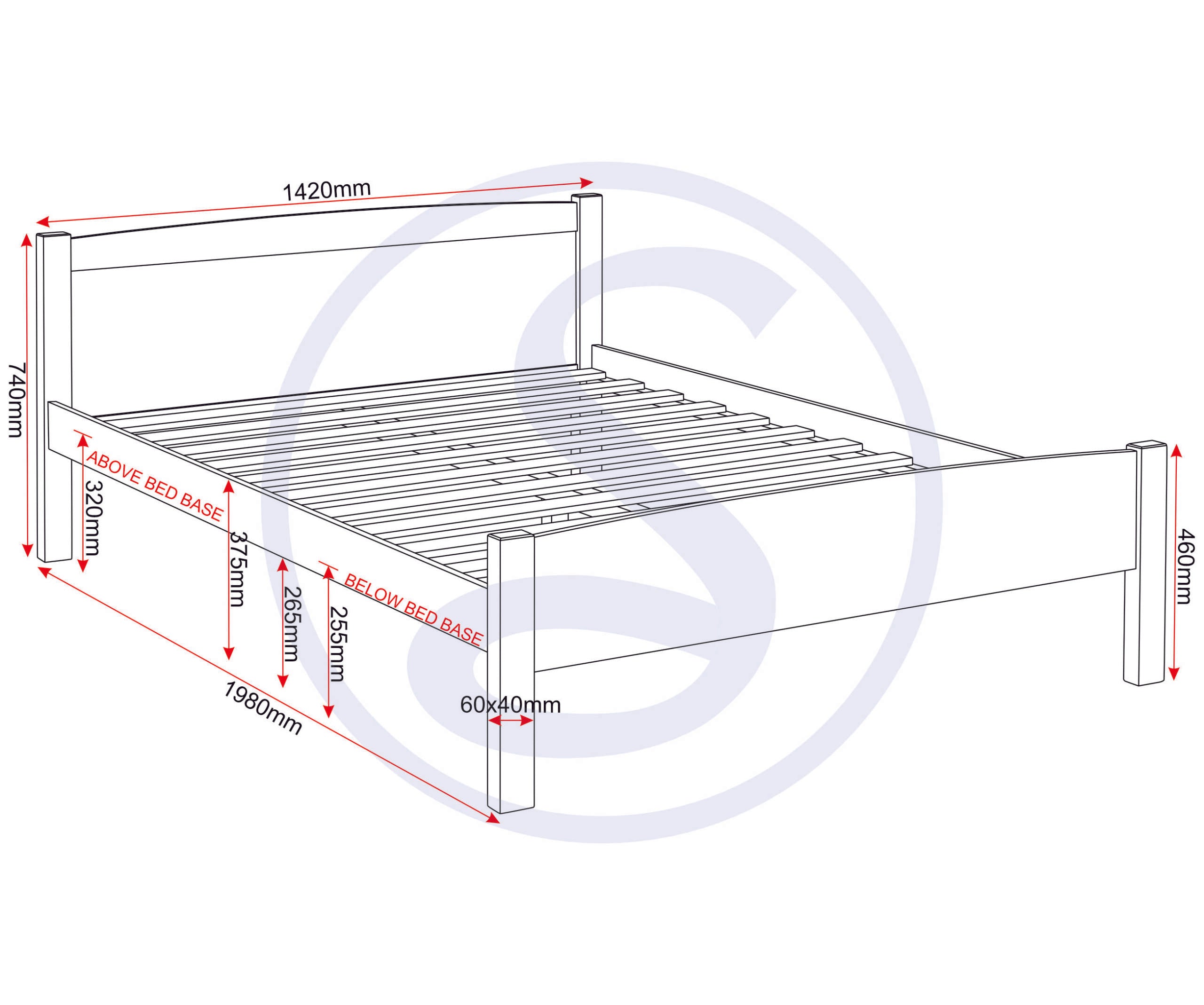 AMBER 4'6" BED - GREY SLATE