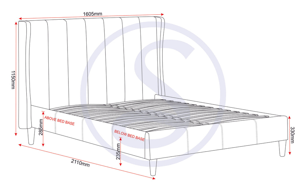 AMELIA 4'6" BED - DARK GREY FABRIC