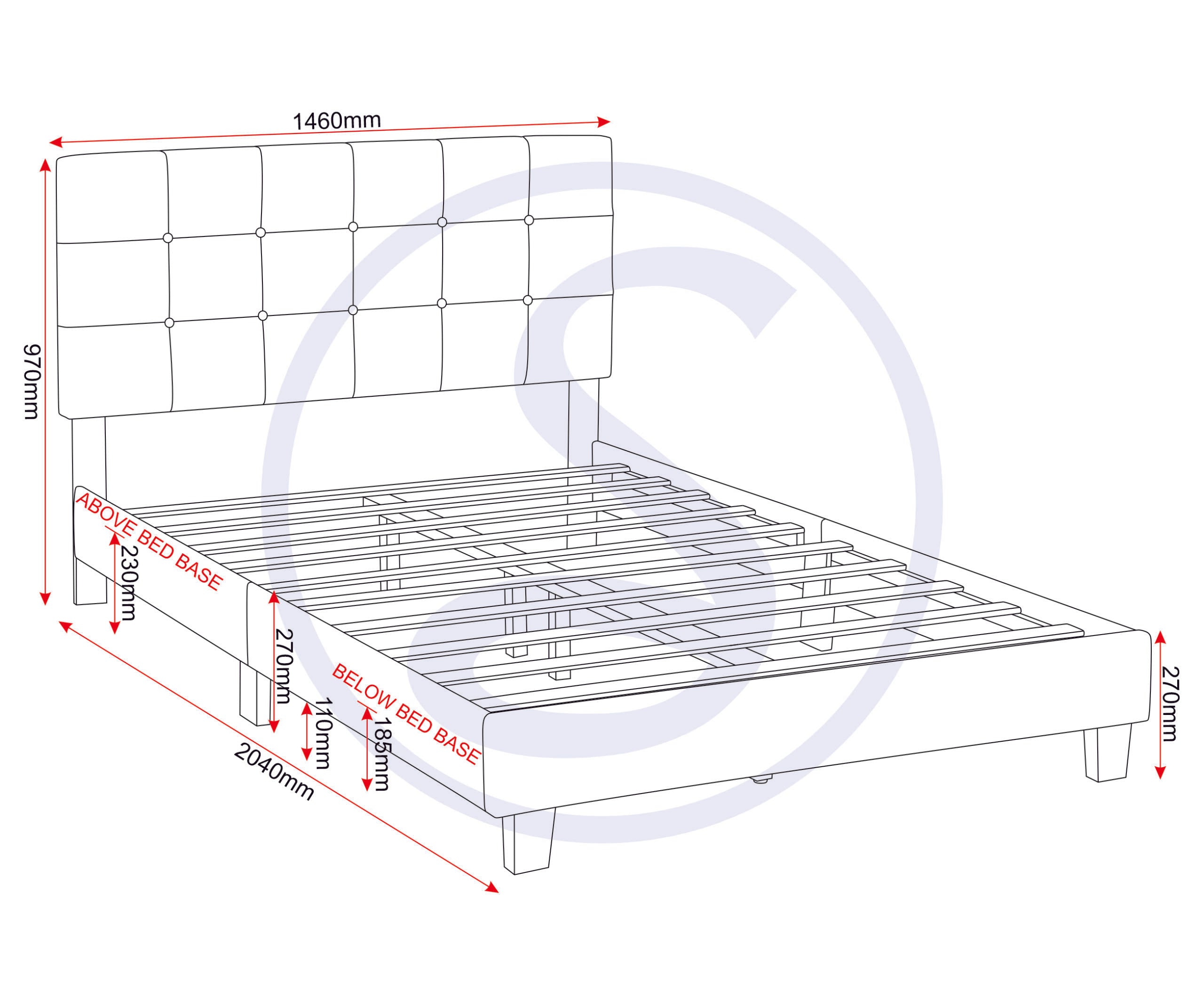 ARRAN 4'6" BED - GREY FABRIC