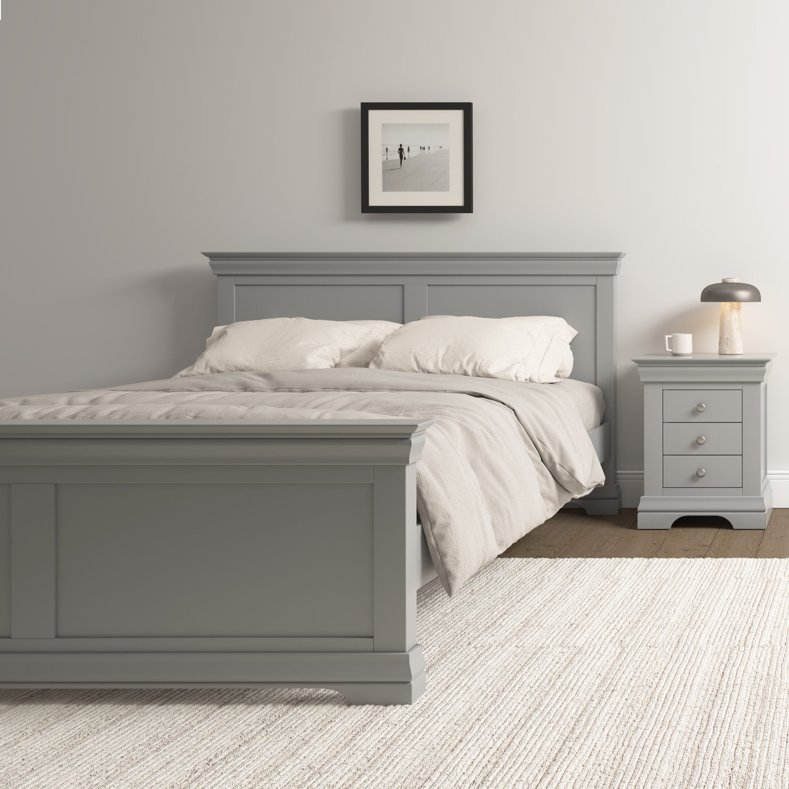 BORDEAUX 4'6" HIGH END BED - PEBBLE GREY
