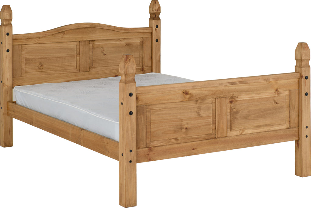 CORONA 4'6" HIGH END BED - DISTRESSED WAXED PINE
