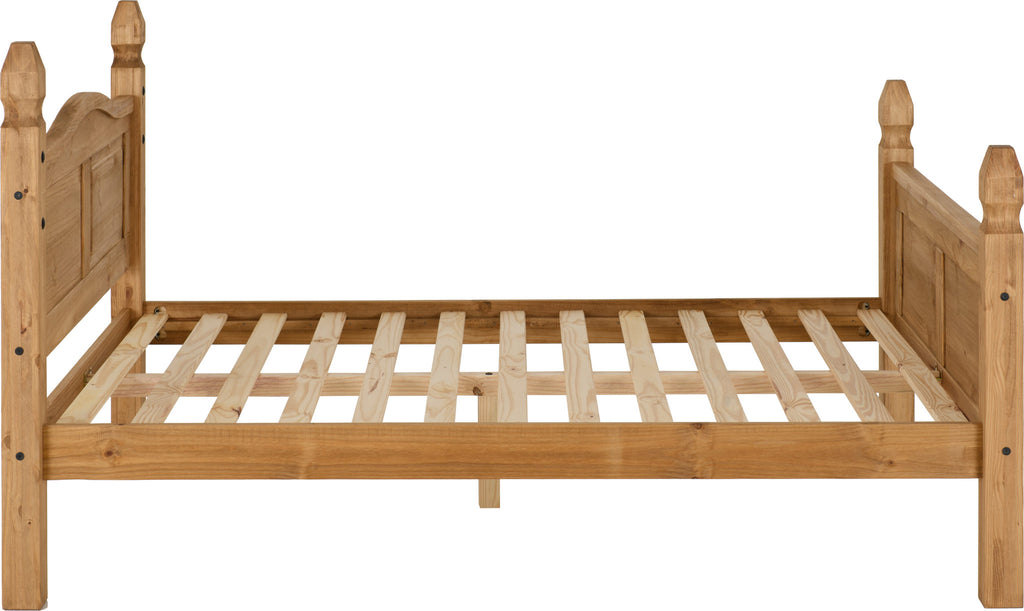 CORONA 4'6" HIGH END BED - DISTRESSED WAXED PINE