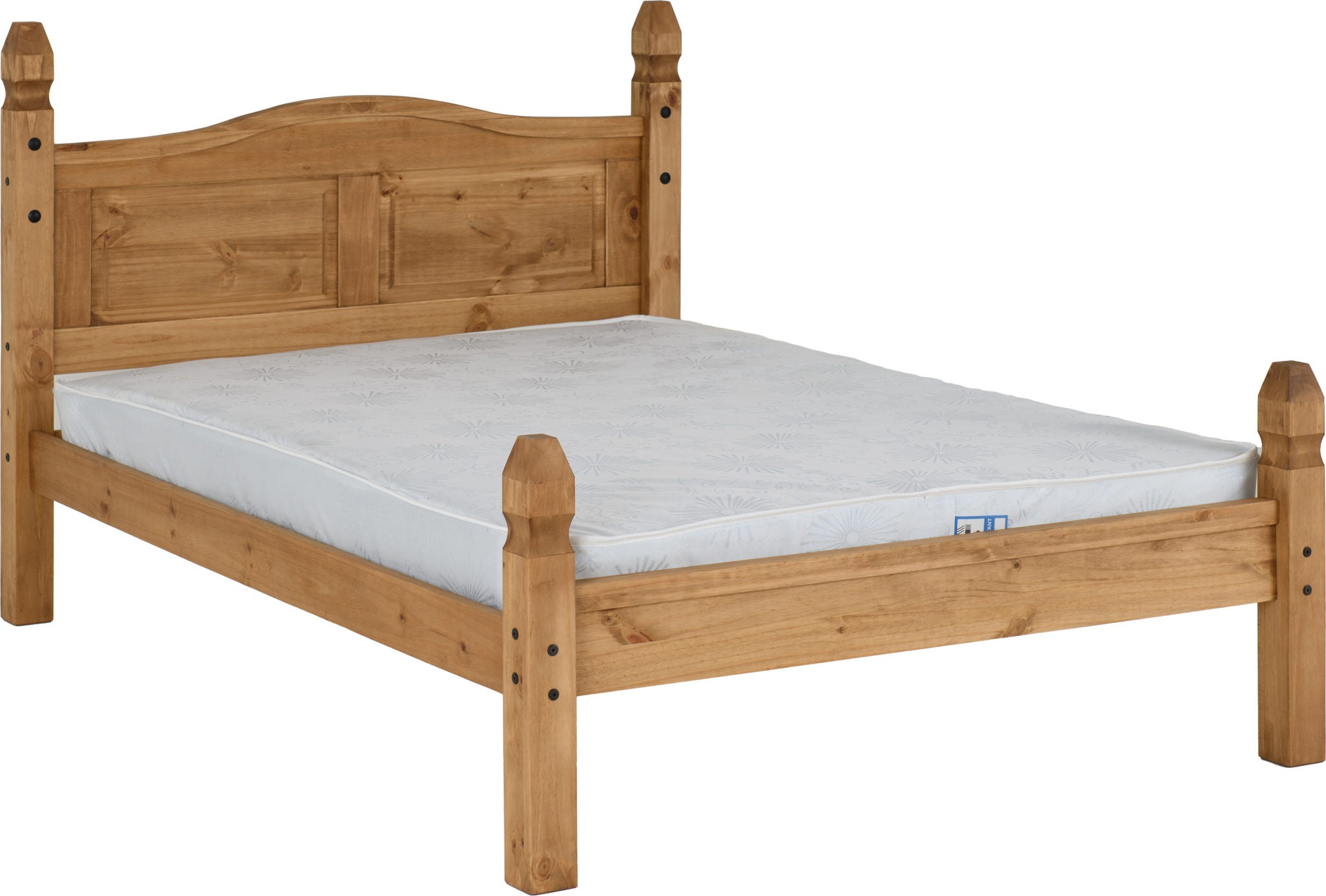 CORONA 4'6" LOW END BED - DISTRESSED WAXED PINE