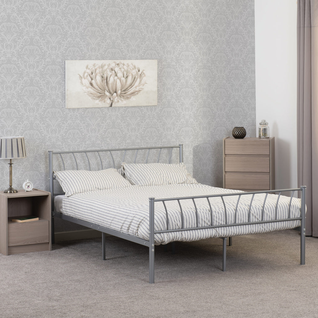HARLOW 4'6" BED - SILVER
