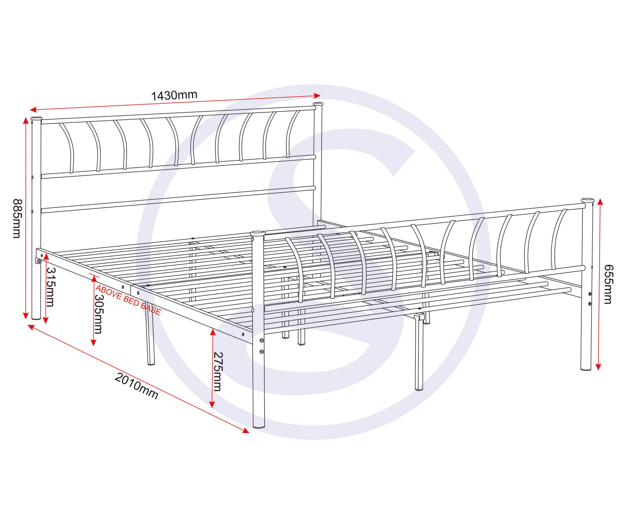 HARLOW 4'6" BED - BLACK