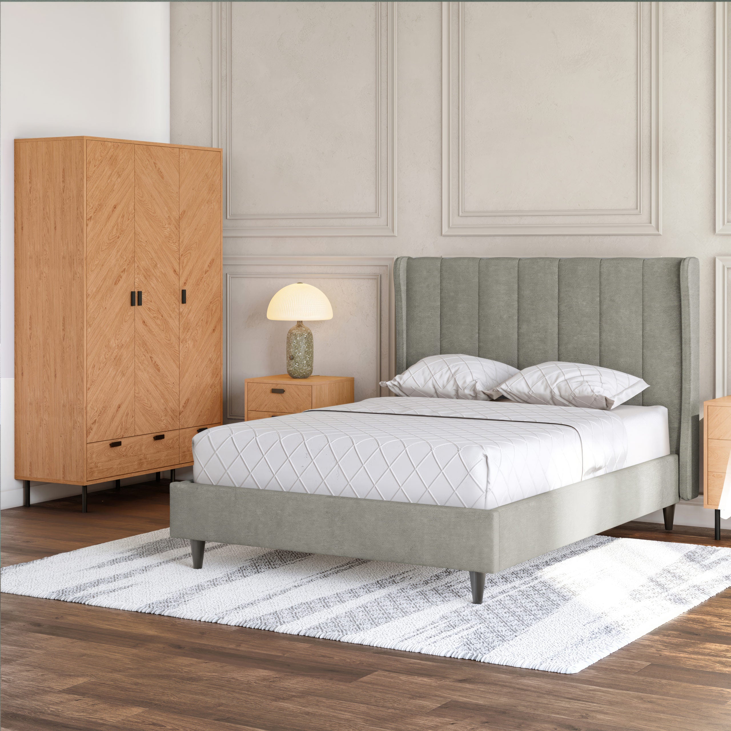 AMELIA 4'6" BED - DARK GREY FABRIC