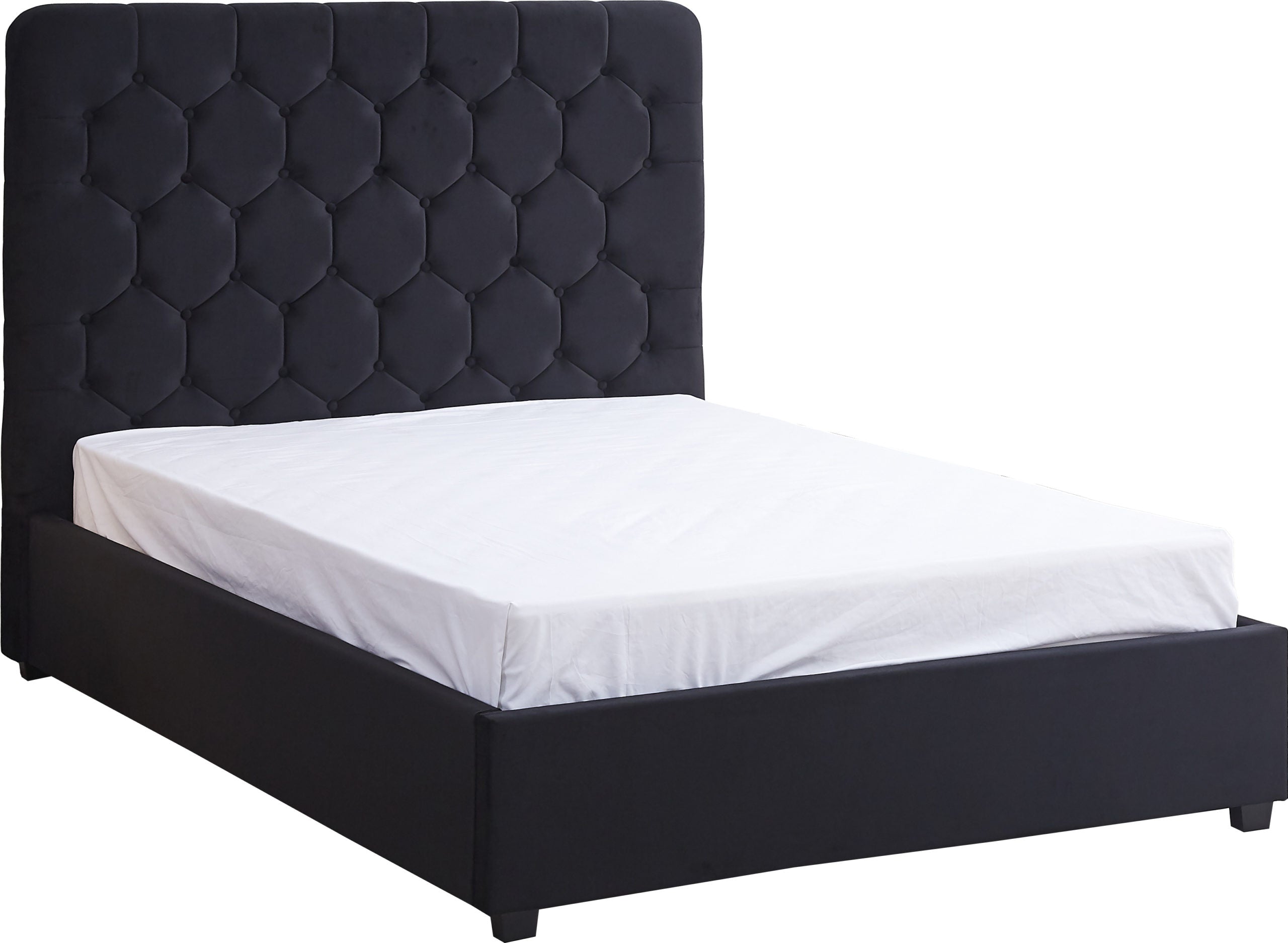 MADISON 4'6" BED - BLACK VELVET FABRIC