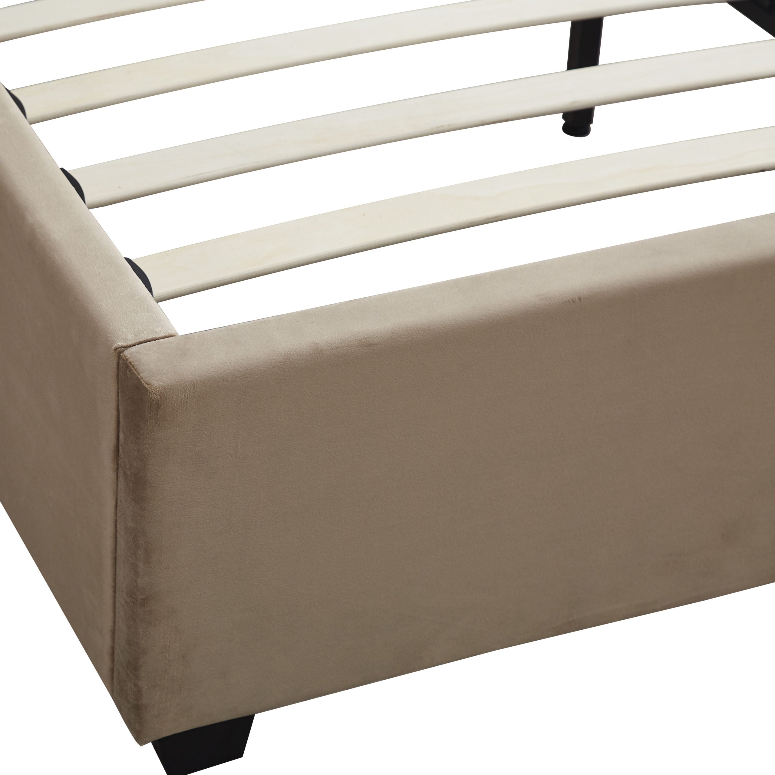 MADISON 4'6" BED - FAWN VELVET FABRIC