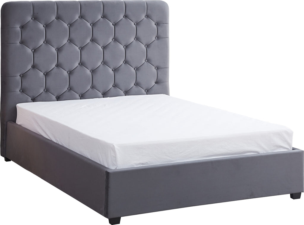 MADISON 4'6" BED - GREY VELVET FABRIC