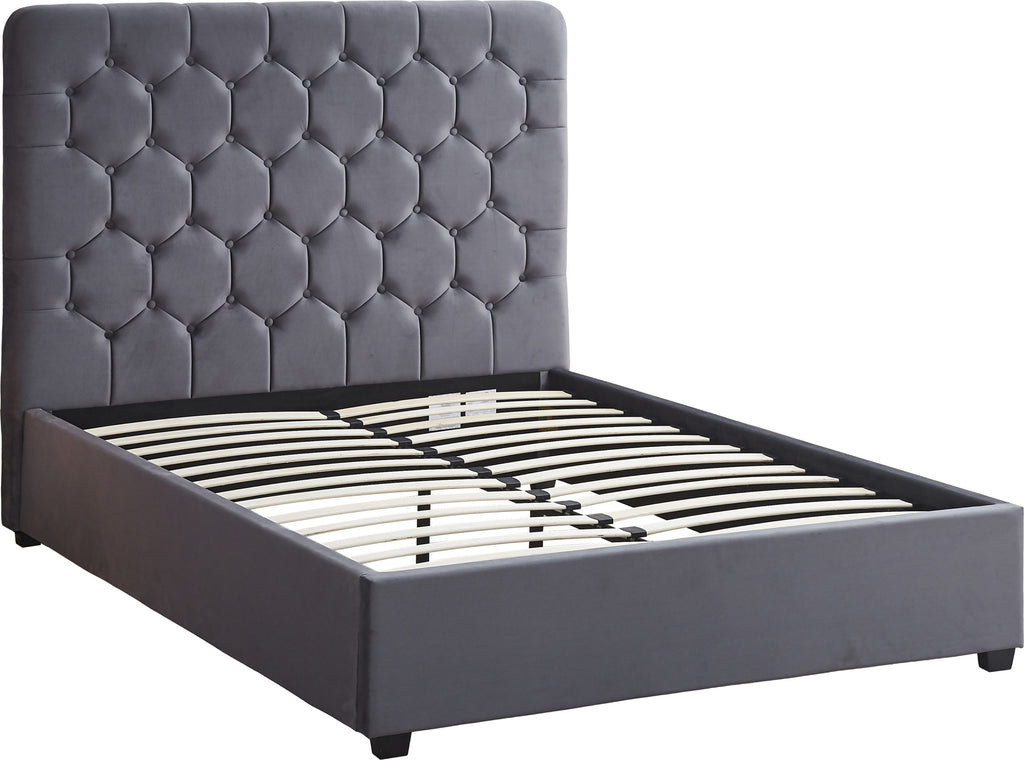 MADISON 4'6" BED - GREY VELVET FABRIC