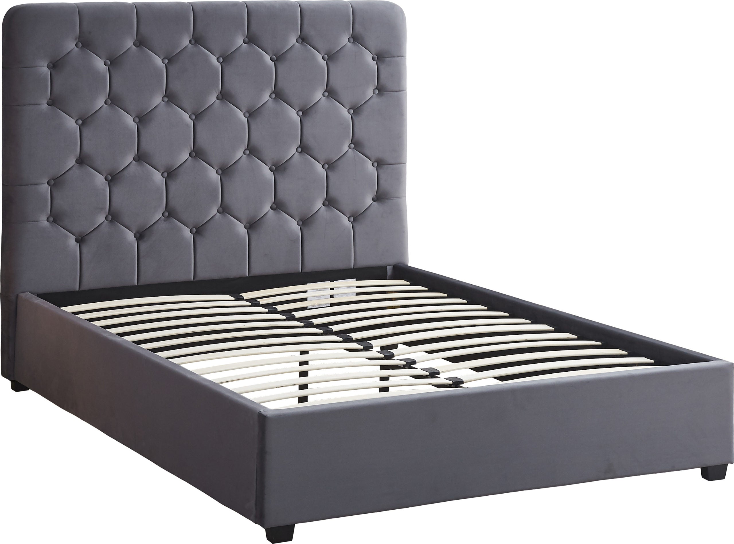 MADISON 4'6" BED - GREY VELVET FABRIC