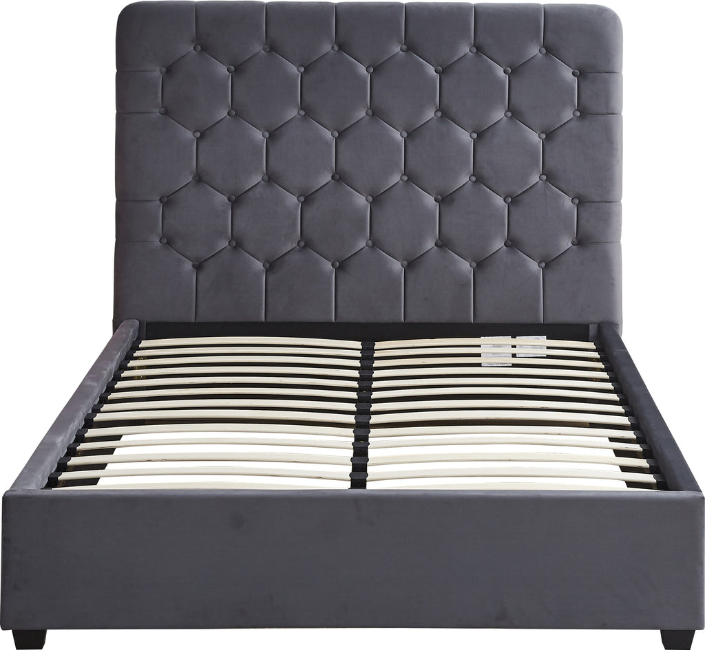 MADISON 4'6" BED - GREY VELVET FABRIC