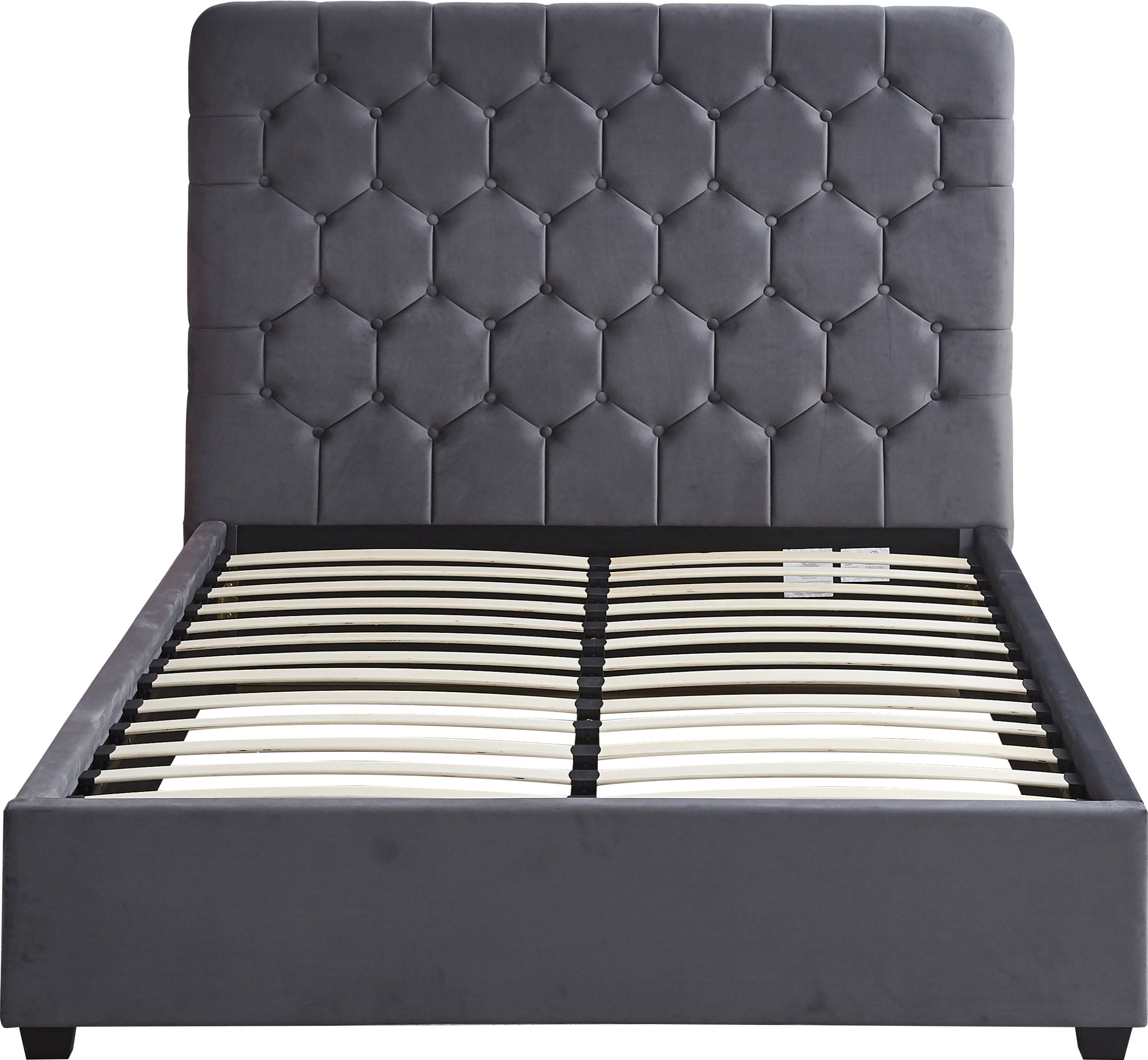 MADISON 4'6" BED - GREY VELVET FABRIC