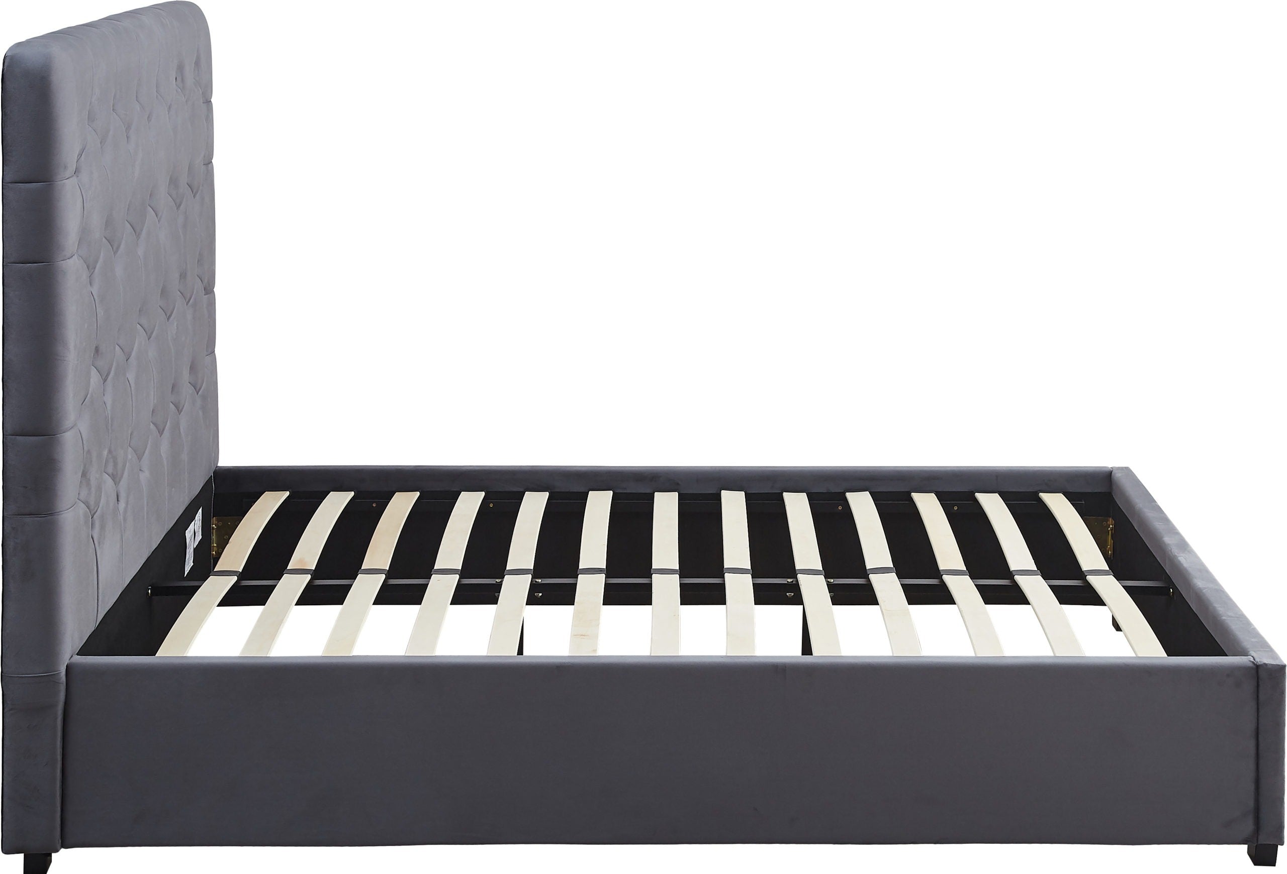 MADISON 4'6" BED - GREY VELVET FABRIC