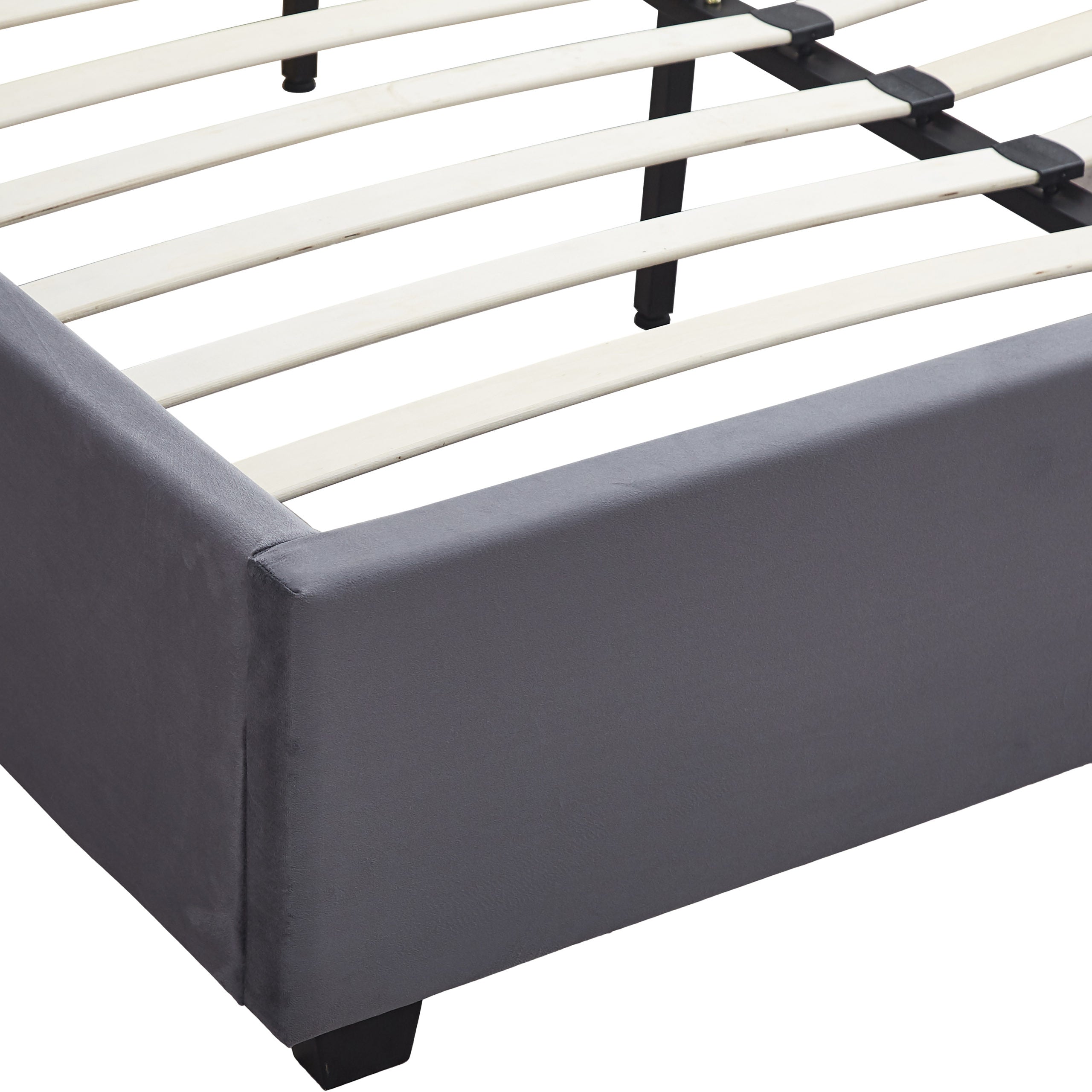 MADISON 4'6" BED - GREY VELVET FABRIC