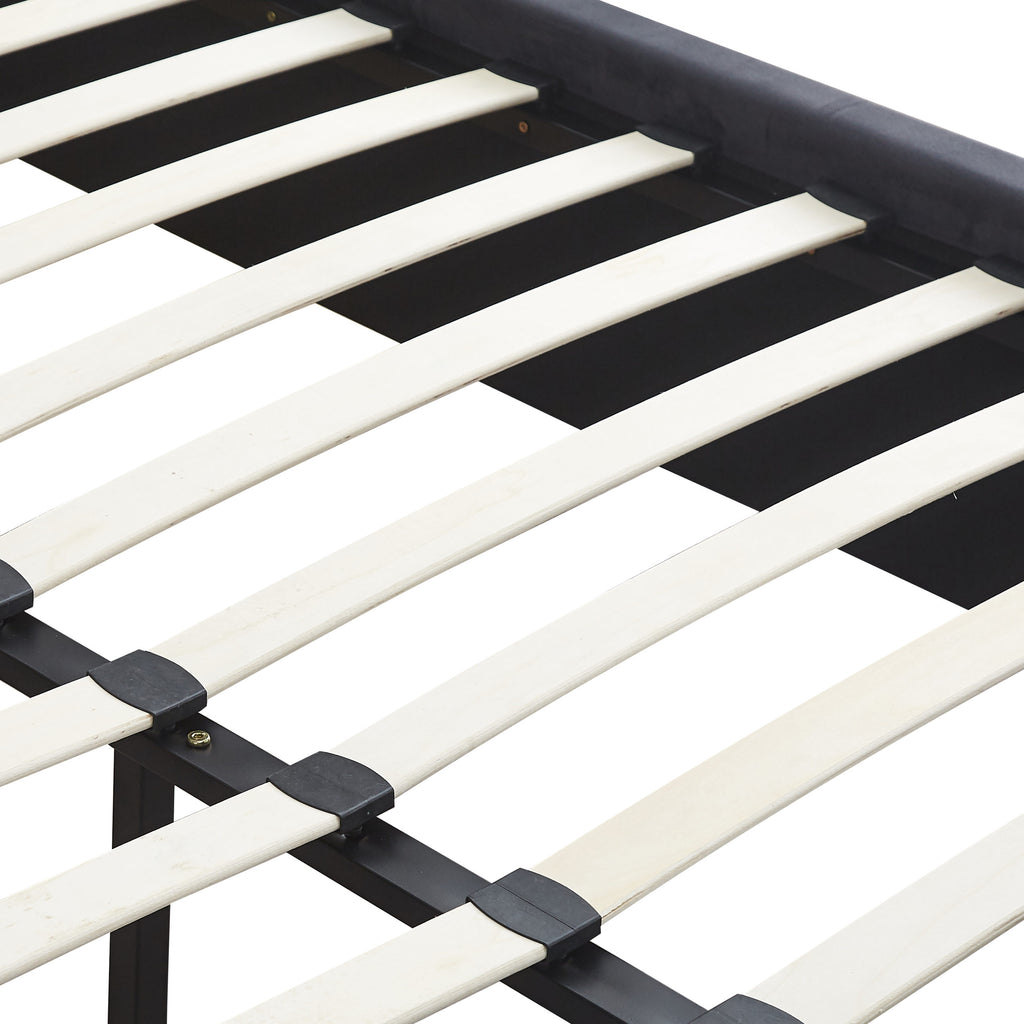 MADISON 4'6" BED - GREY VELVET FABRIC