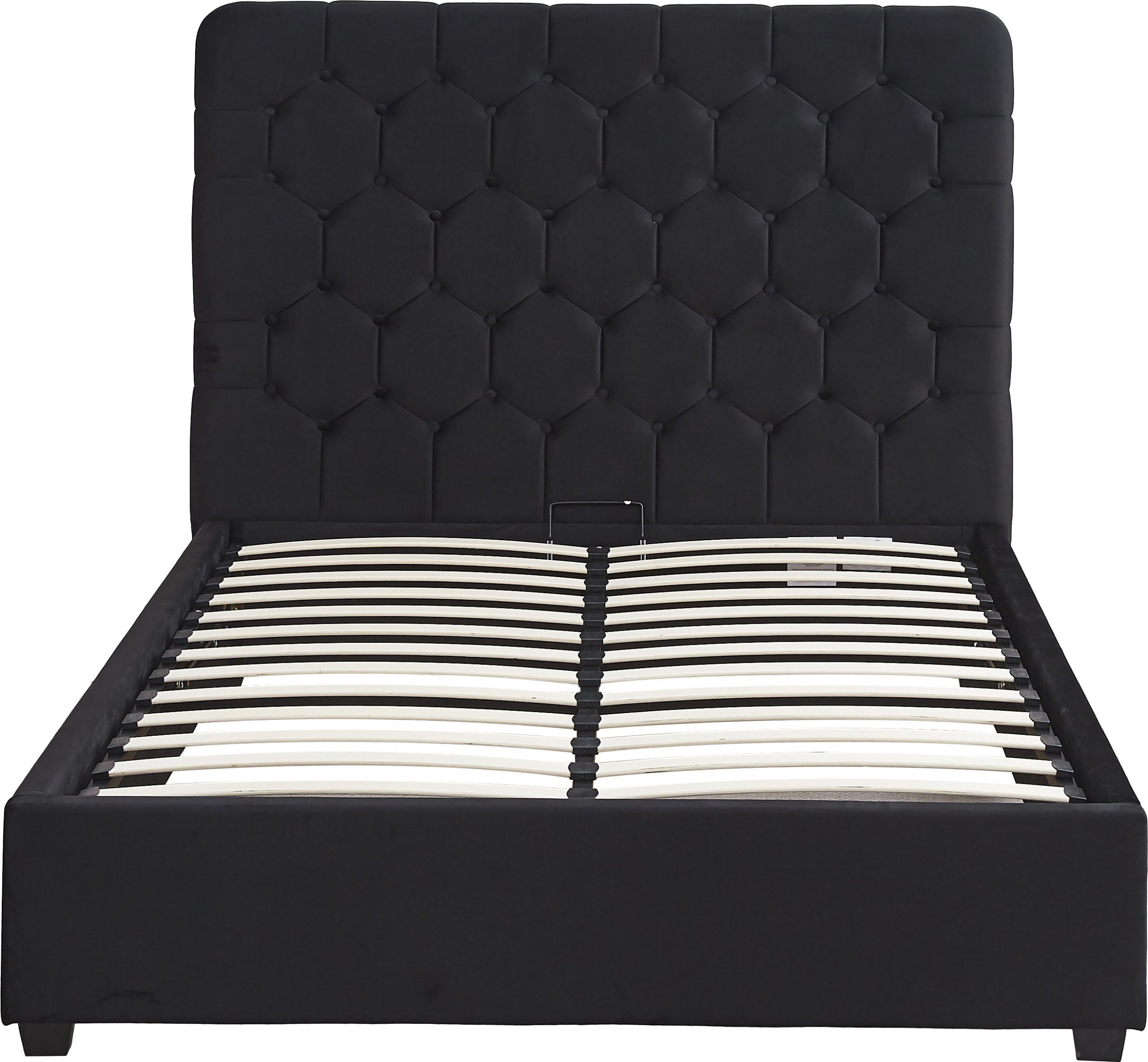 MADISON 4'6" OTTOMAN BED - BLACK VELVET FABRIC