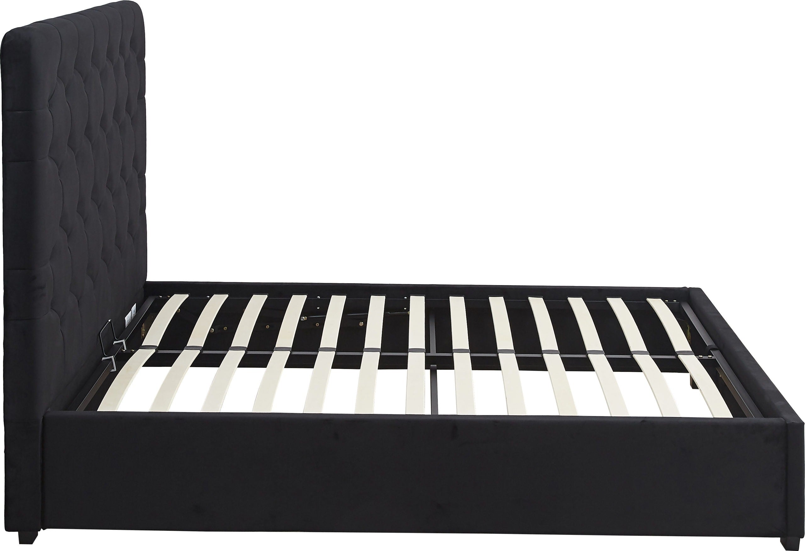 MADISON 4'6" OTTOMAN BED - BLACK VELVET FABRIC