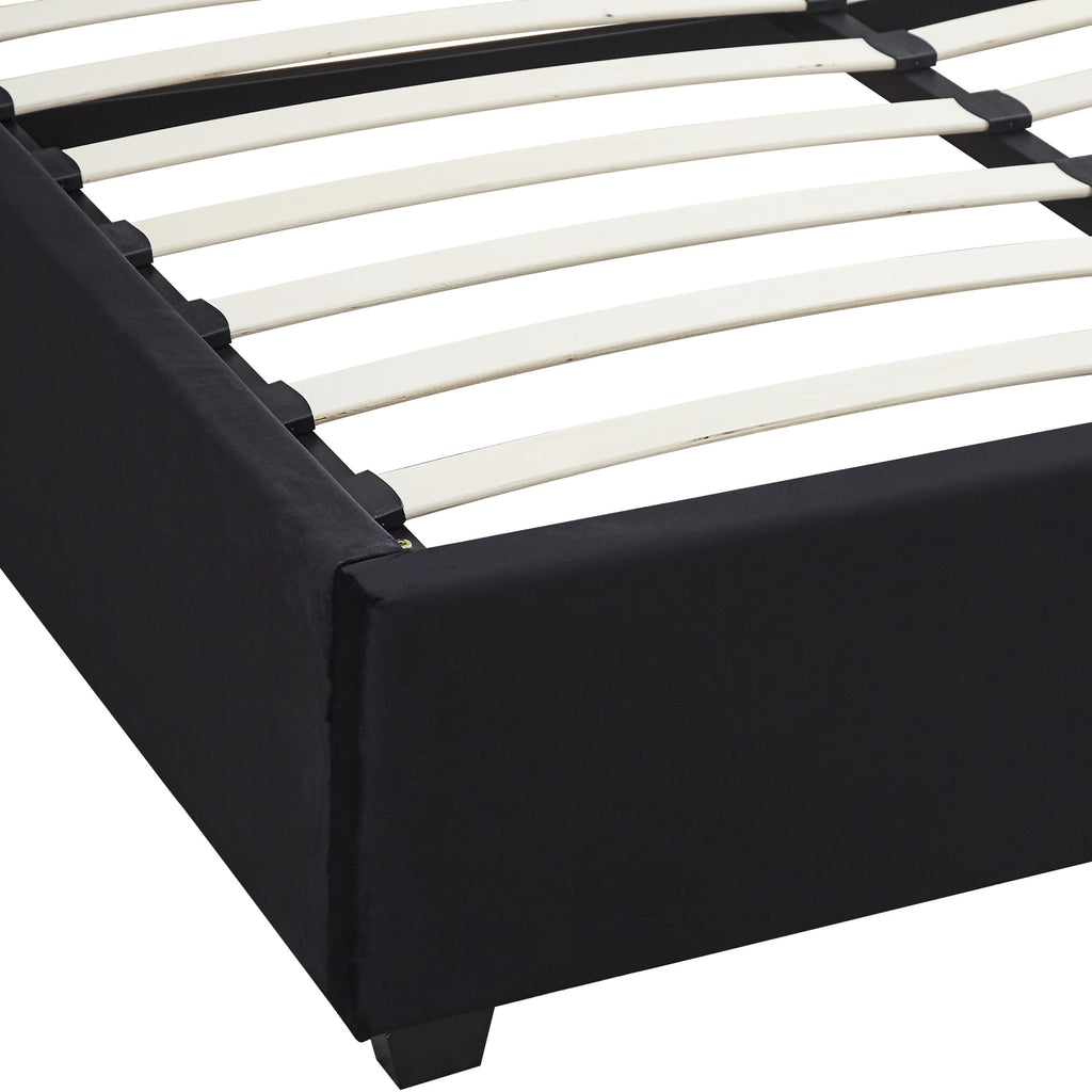 MADISON 4'6" OTTOMAN BED - BLACK VELVET FABRIC