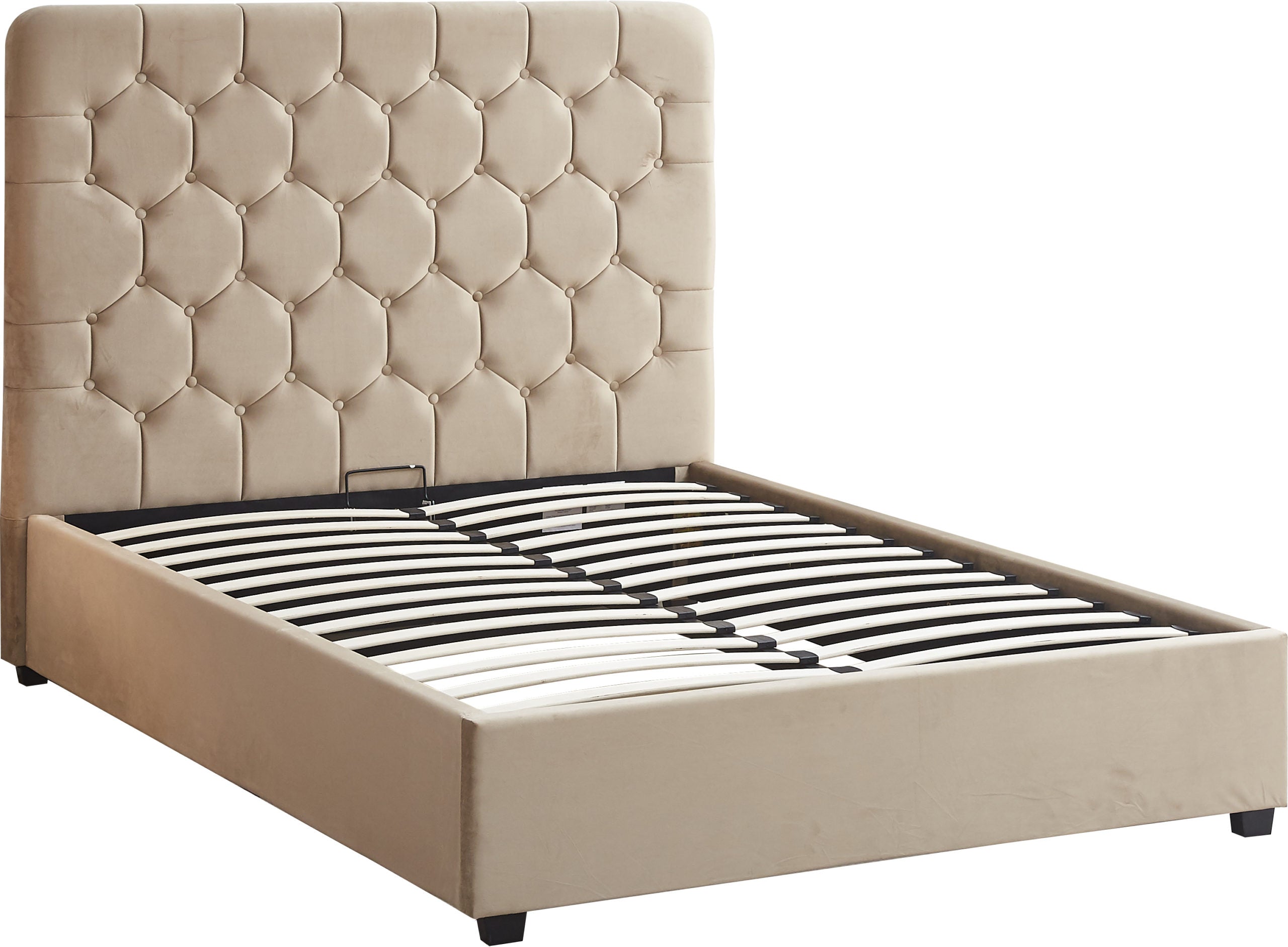 MADISON 4'6" OTTOMAN BED - FAWN VELVET FABRIC