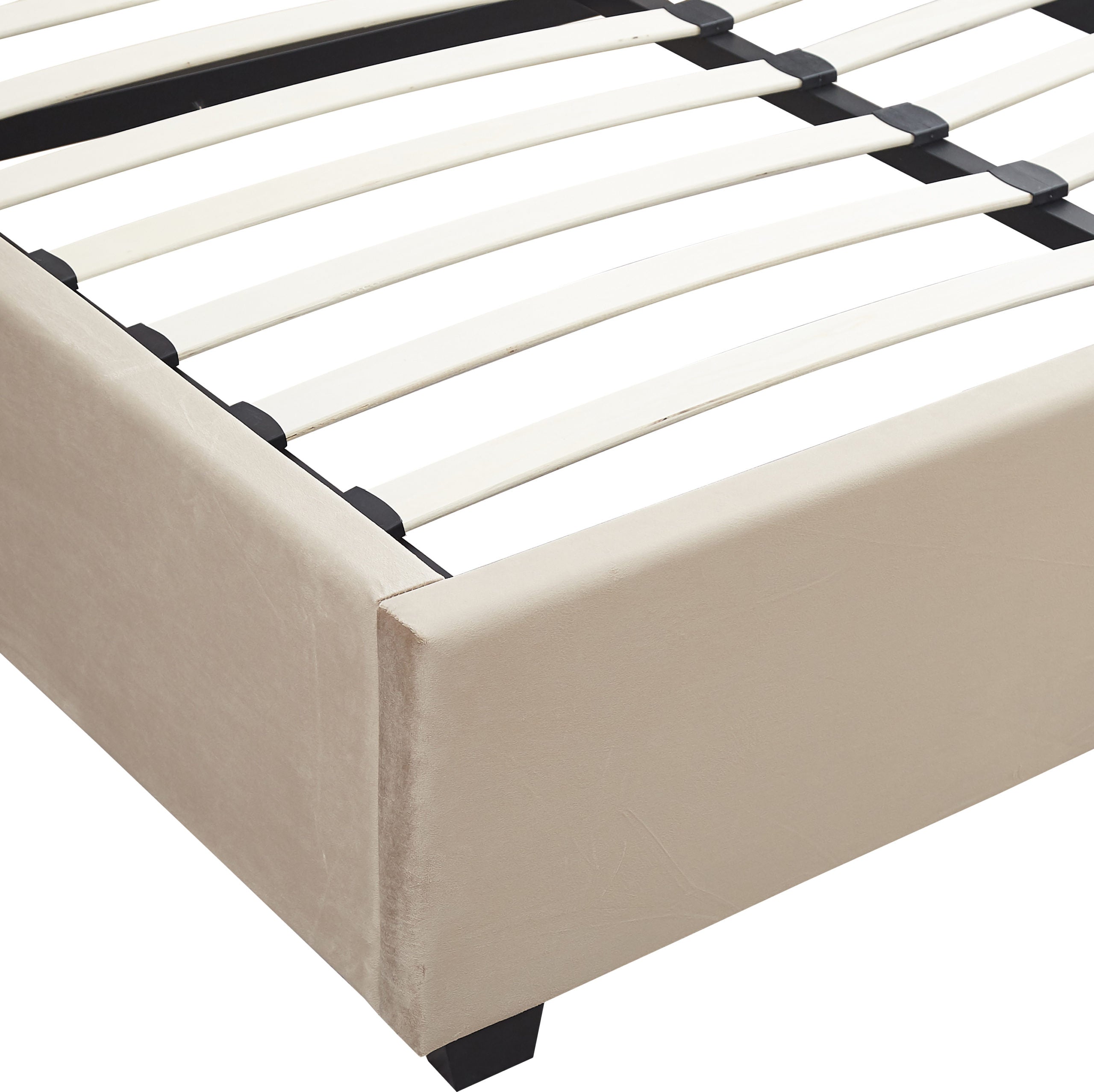 MADISON 4'6" OTTOMAN BED - FAWN VELVET FABRIC