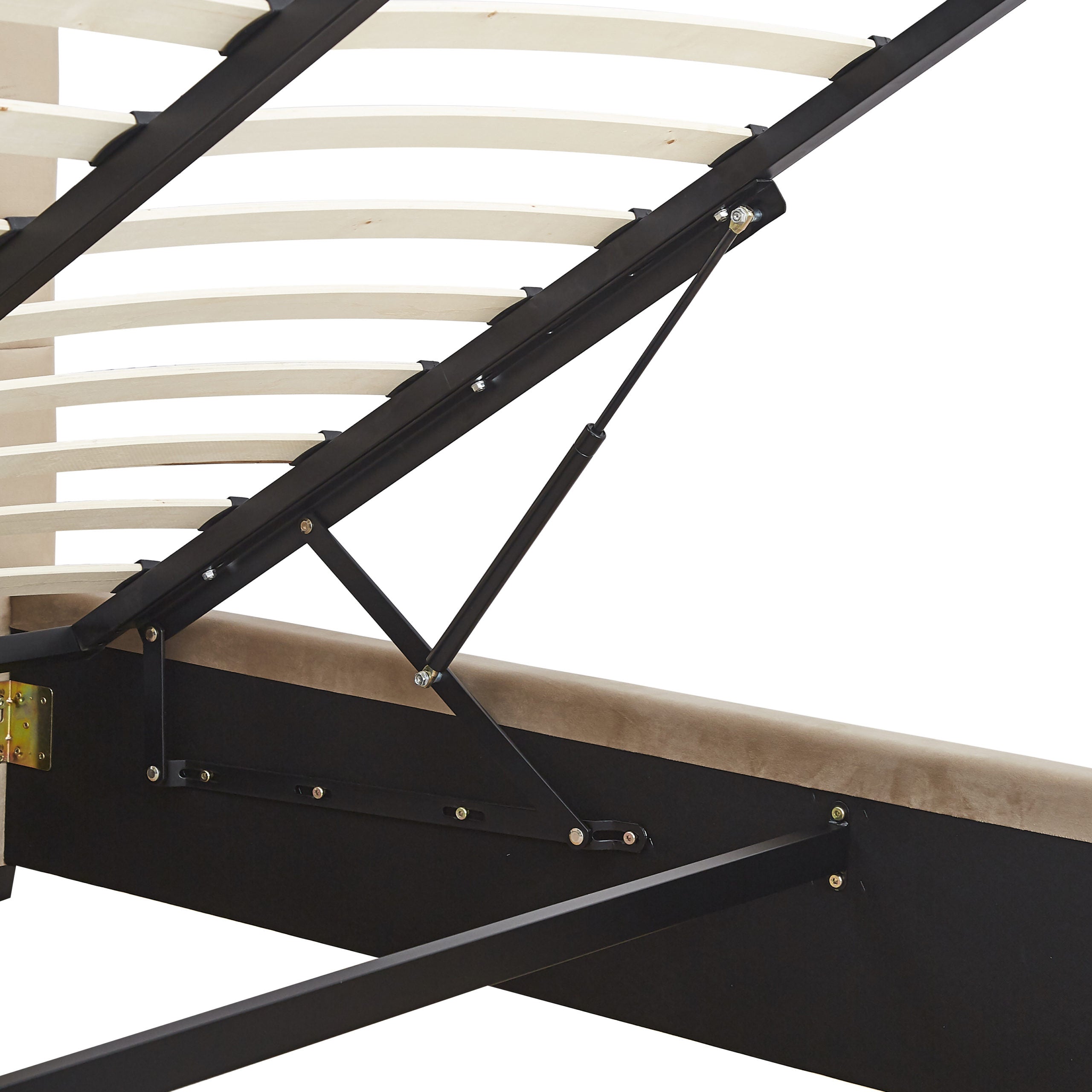 MADISON 4'6" OTTOMAN BED - FAWN VELVET FABRIC