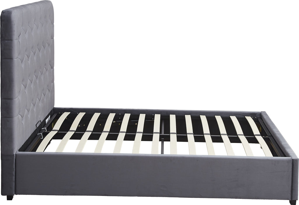 MADISON 4'6" OTTOMAN BED - GREY VELVET FABRIC