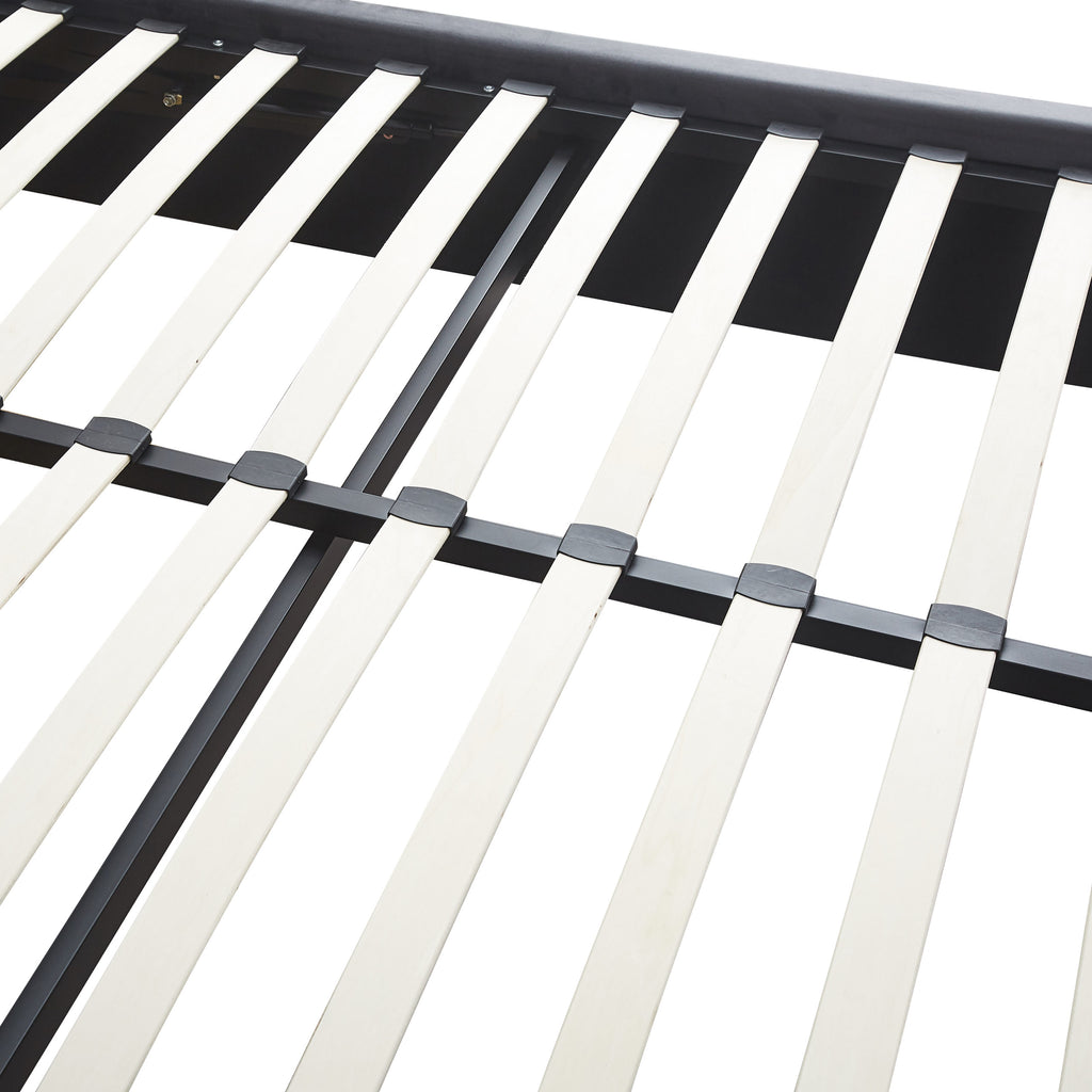 MADISON 4'6" OTTOMAN BED - GREY VELVET FABRIC