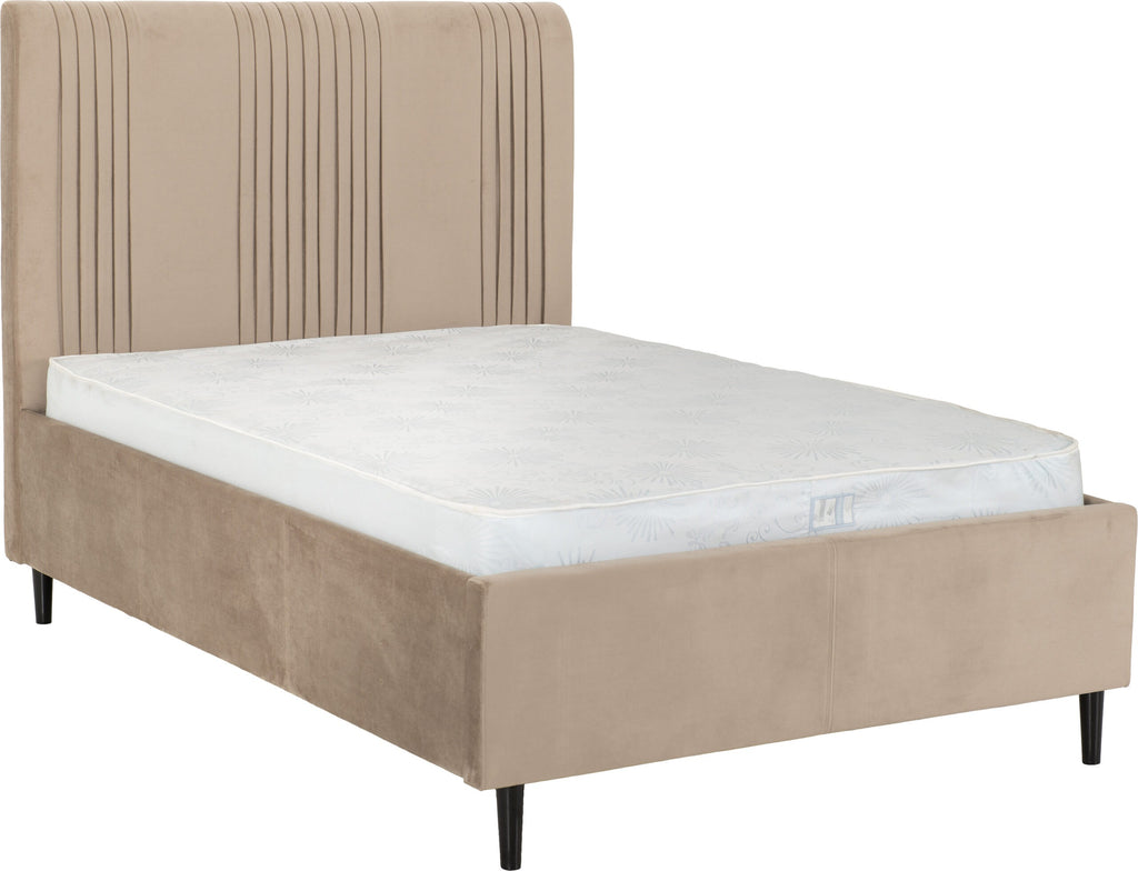 MAINE 4'6" BED - TAUPE VELVET FABRIC