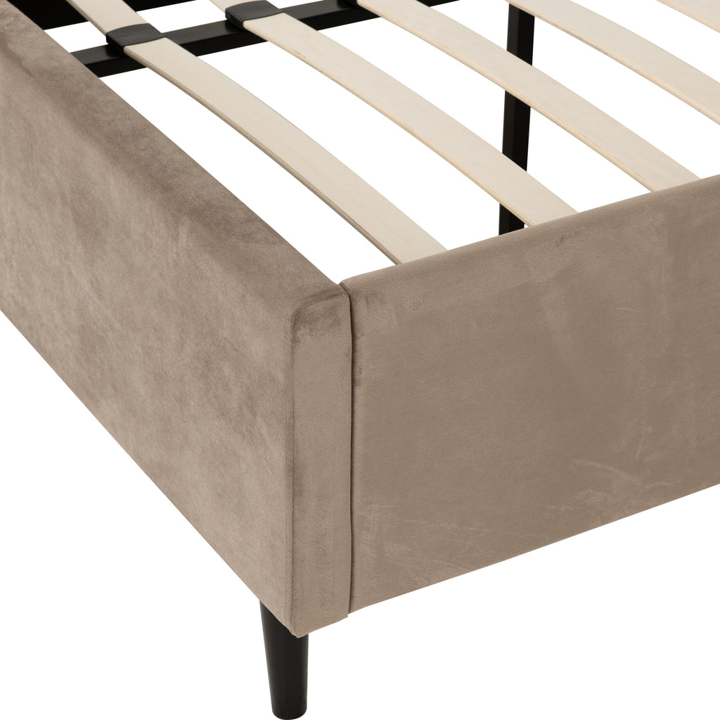 MAINE 4'6" BED - TAUPE VELVET FABRIC