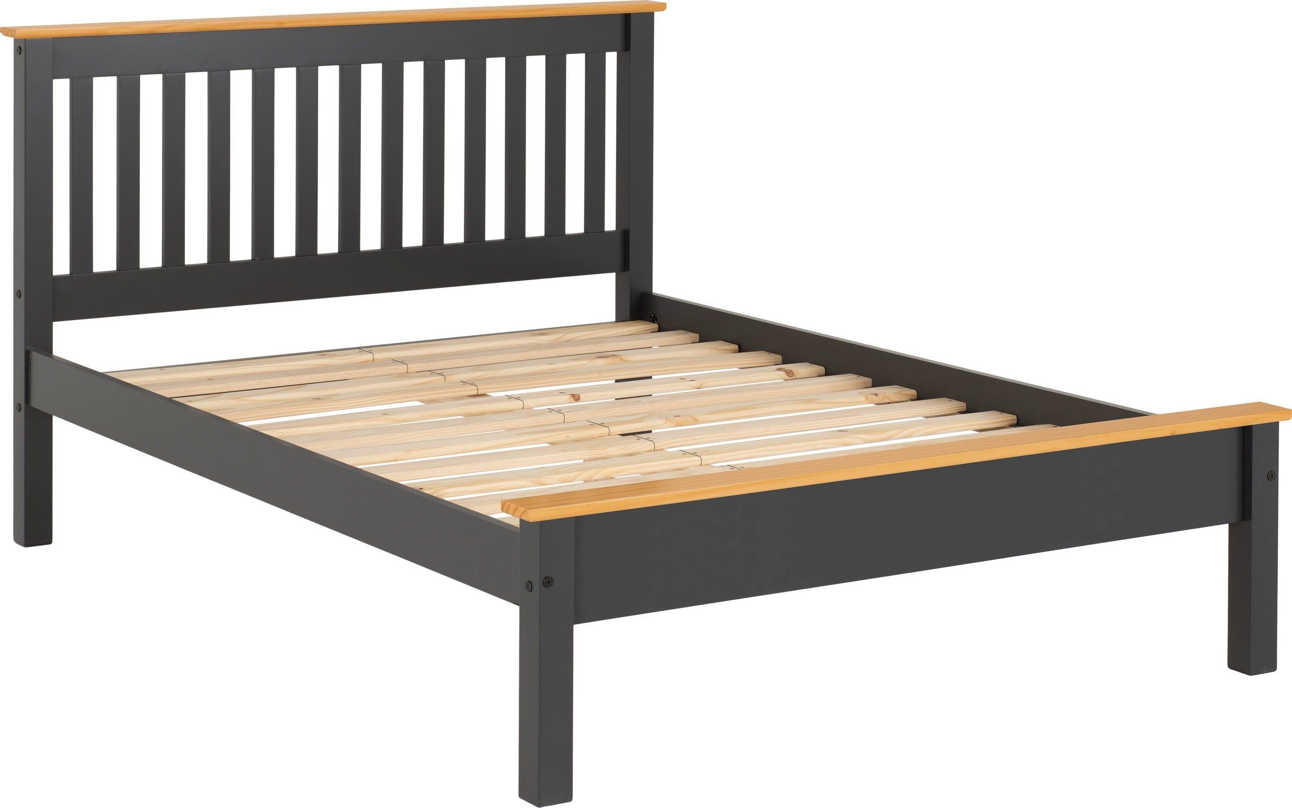 MONACO 4'6" LOW END BED - DARK GREY/OAK EFFECT
