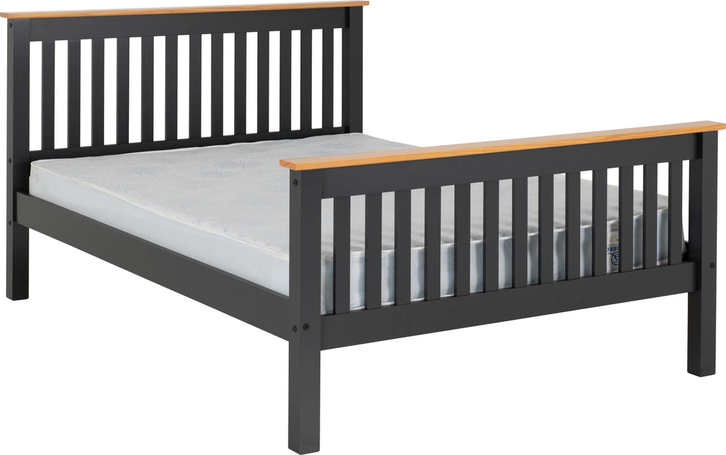 MONACO 4'6" HIGH END BED - DARK GREY/OAK EFFECT