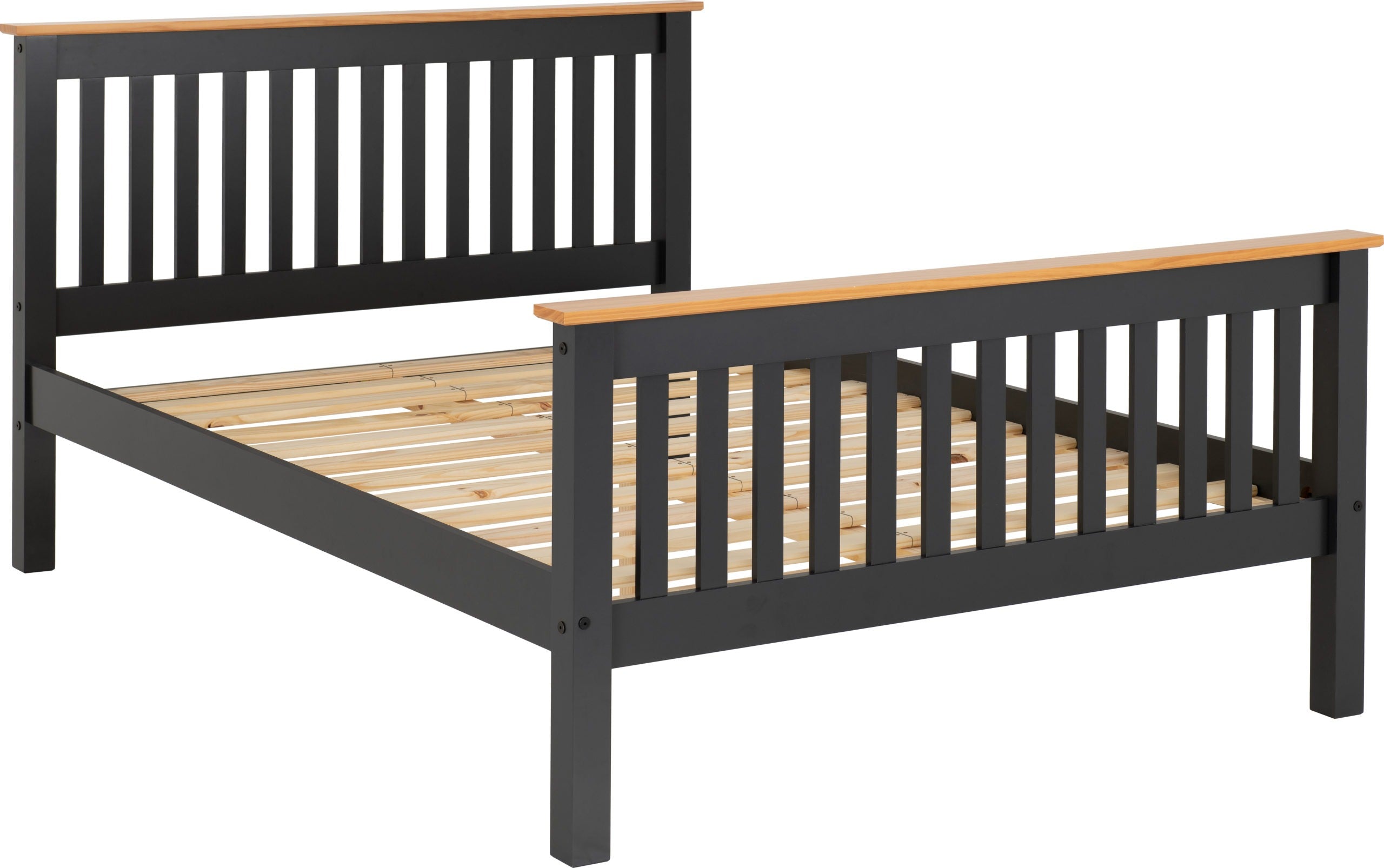 MONACO 4'6" HIGH END BED - DARK GREY/OAK EFFECT