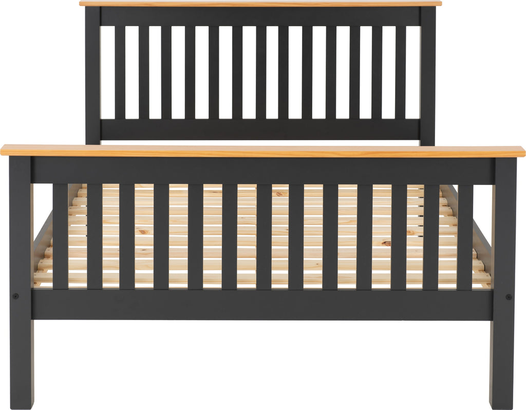 MONACO 4'6" HIGH END BED - DARK GREY/OAK EFFECT