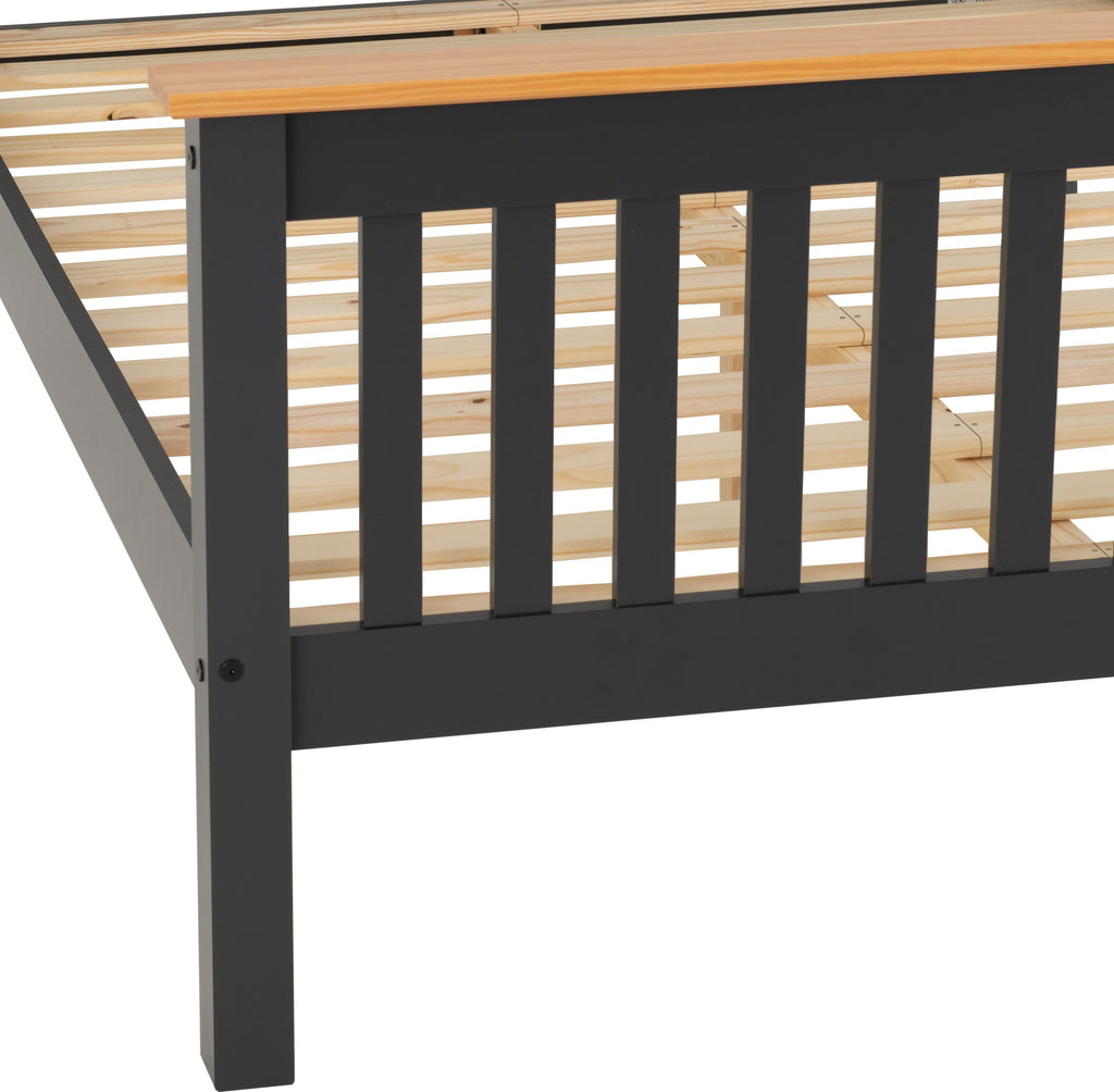 MONACO 4'6" HIGH END BED - DARK GREY/OAK EFFECT