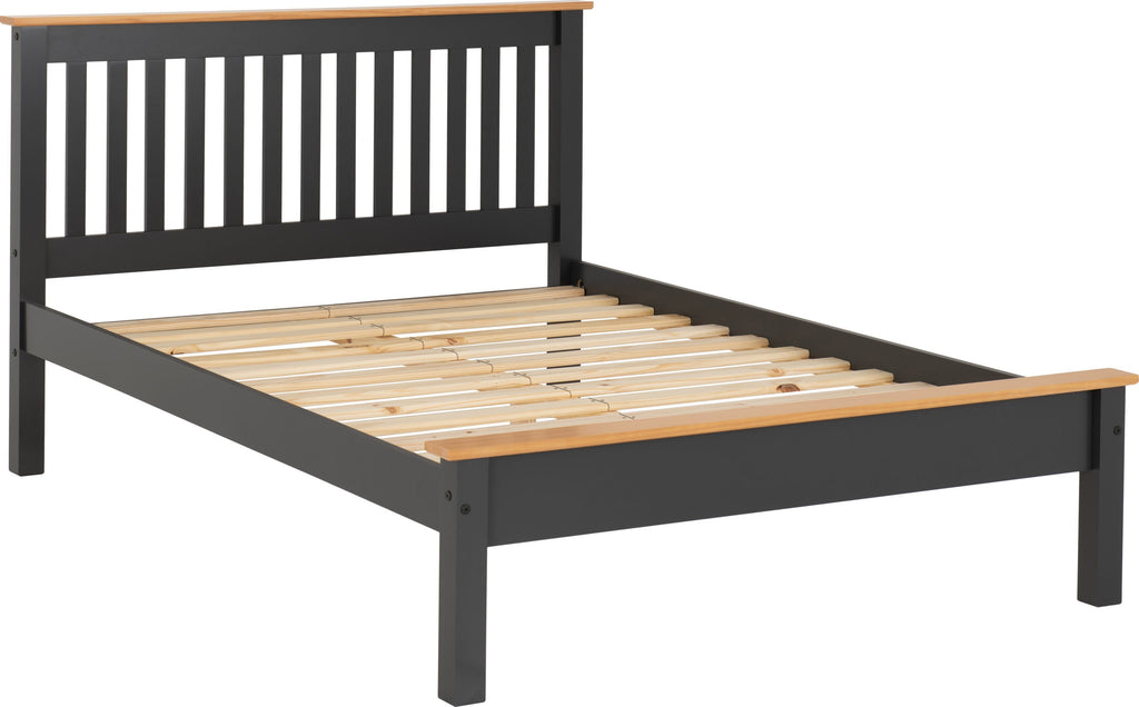 MONACO 4'6" LOW END BED - DARK GREY/OAK EFFECT