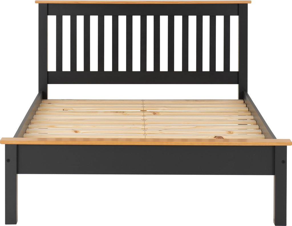 MONACO 4'6" LOW END BED - DARK GREY/OAK EFFECT