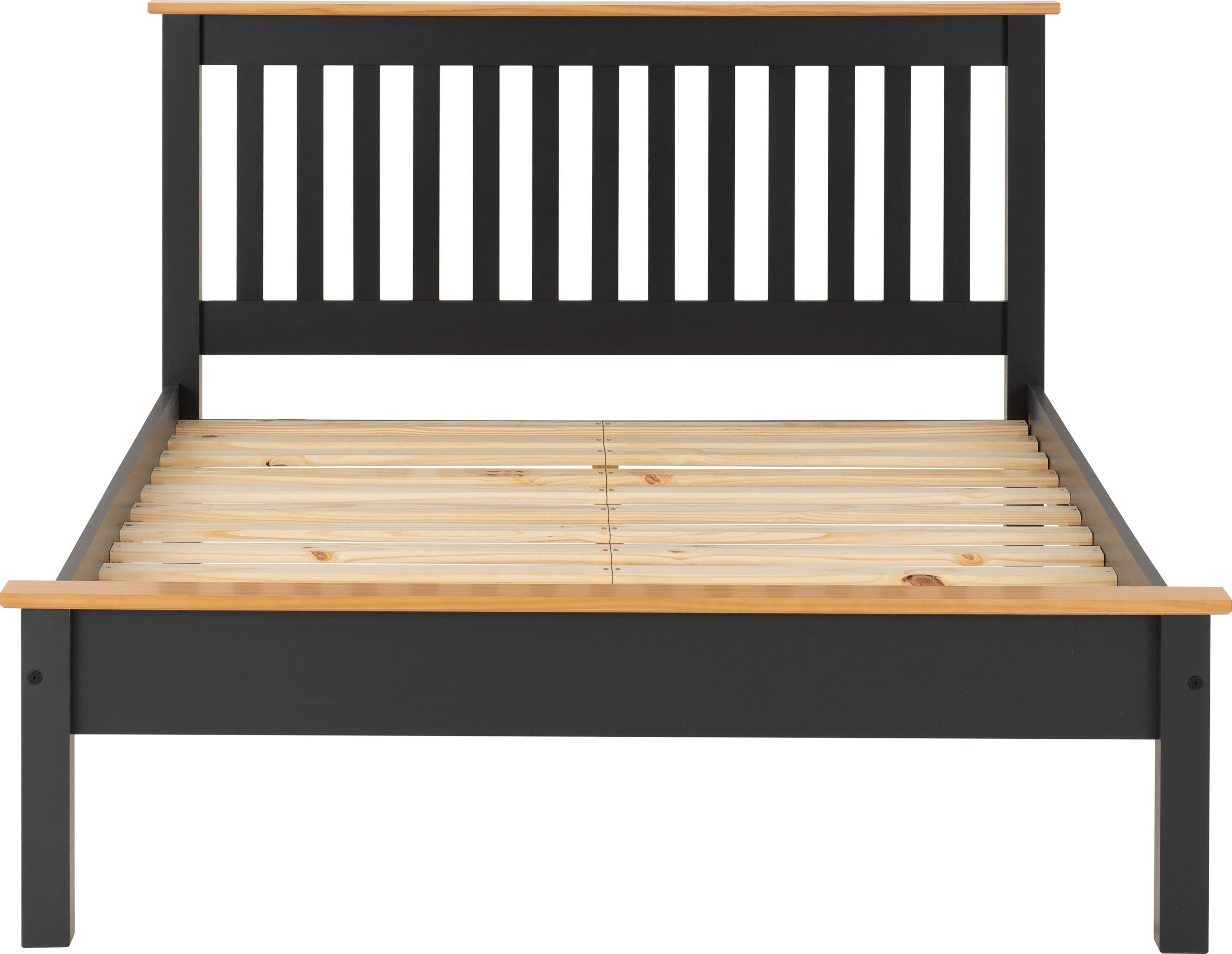 MONACO 4'6" LOW END BED - DARK GREY/OAK EFFECT