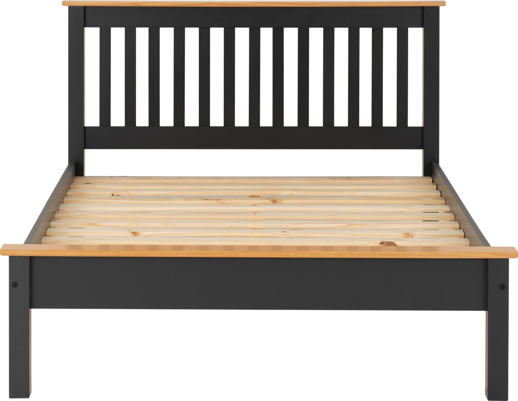 MONACO 4'6" LOW END BED - DARK GREY/OAK EFFECT
