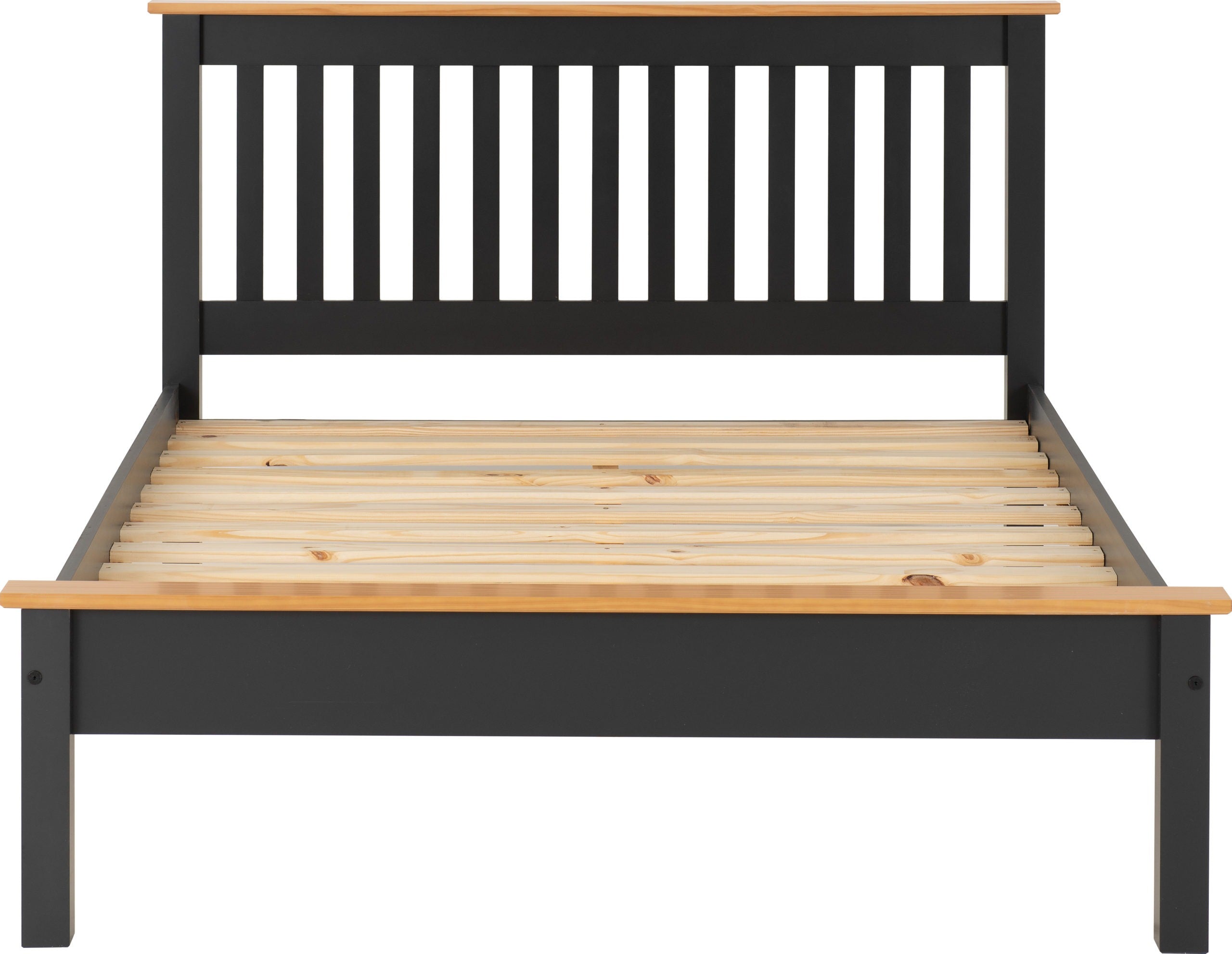 MONACO 4'6" LOW END BED - DARK GREY/OAK EFFECT