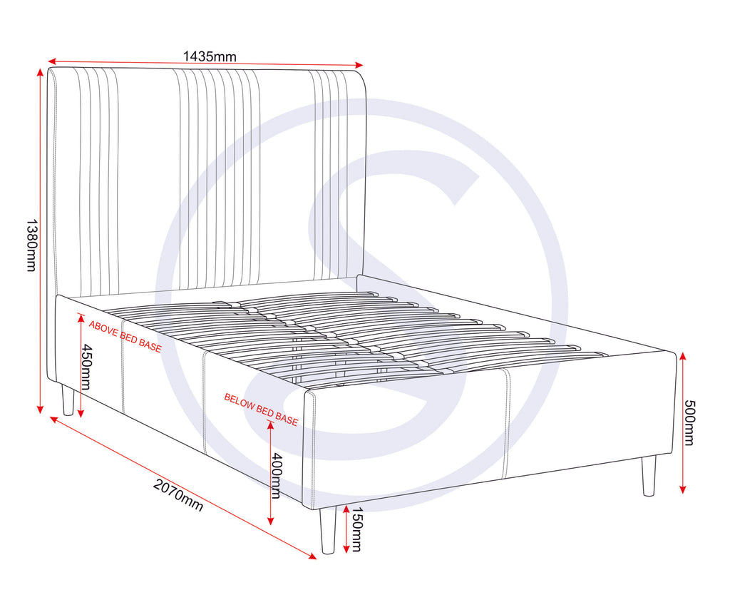 MAINE 4'6" BED - TAUPE VELVET FABRIC