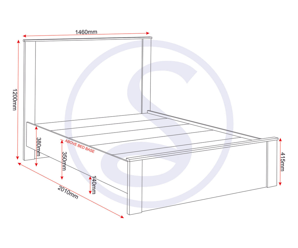 PARIS 4'6" BED - SMOKED ASH EFFECT