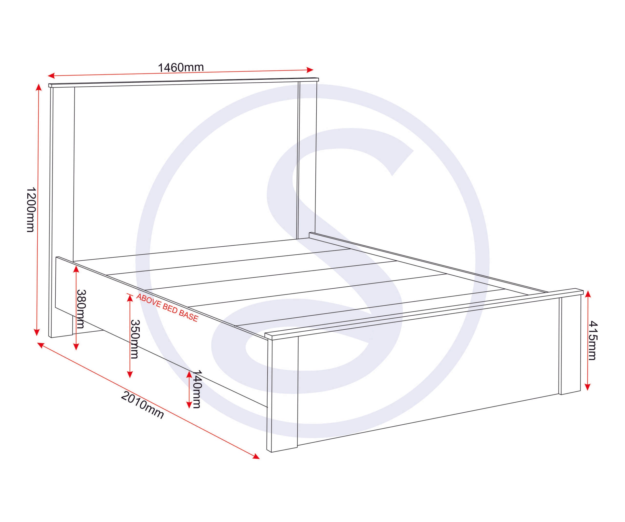 PARIS 4'6" BED - SMOKED ASH EFFECT