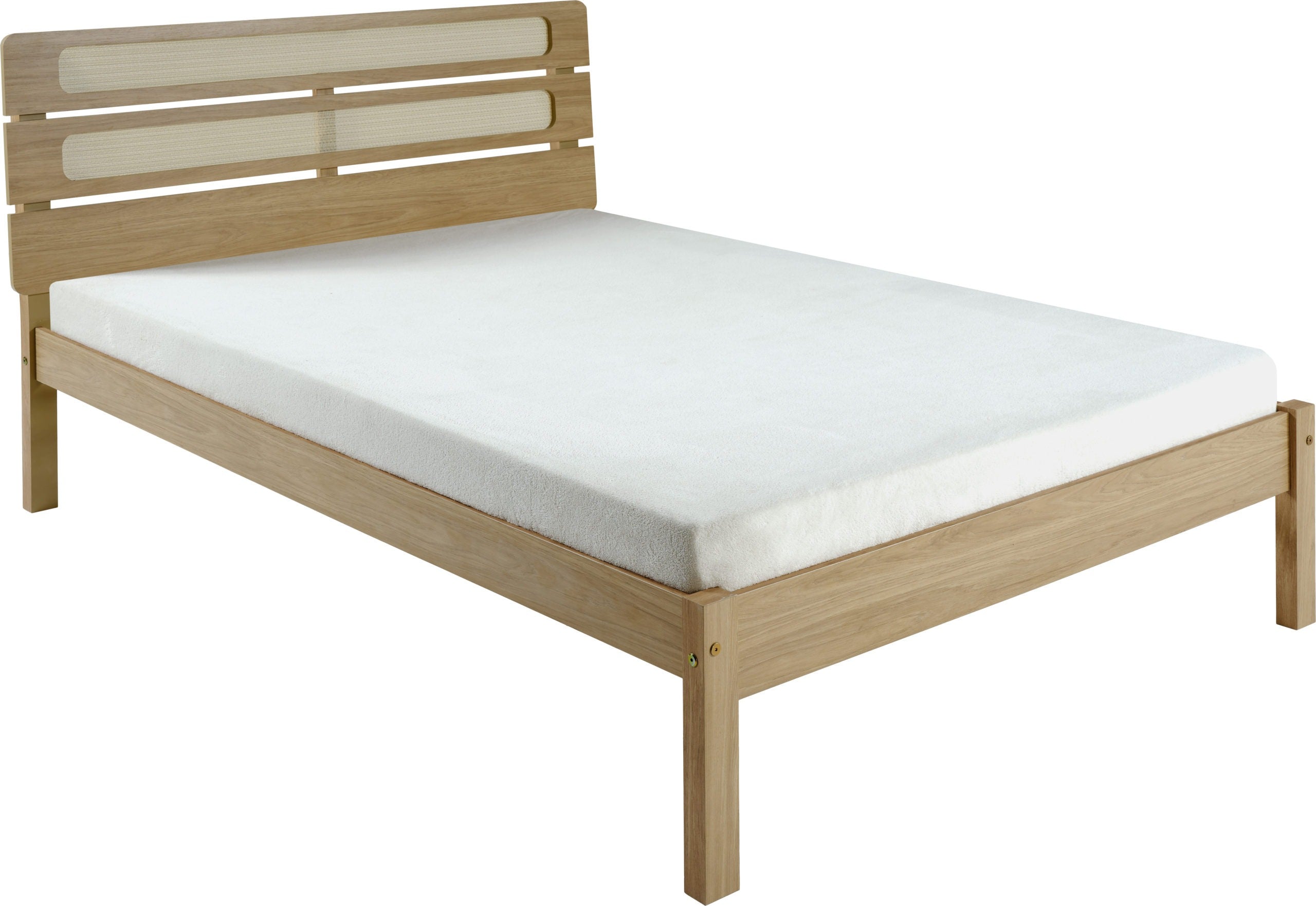 SANTANA 4'6" BED - LIGHT OAK/RATTAN EFFECT
