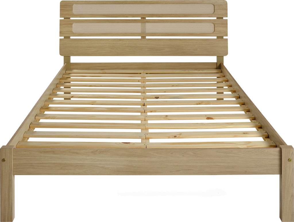 SANTANA 4'6" BED - LIGHT OAK/RATTAN EFFECT