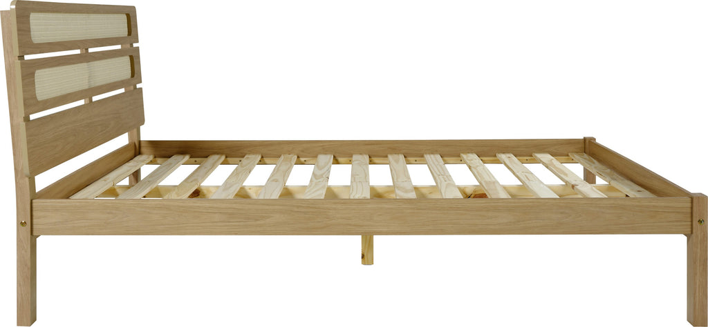 SANTANA 4'6" BED - LIGHT OAK/RATTAN EFFECT