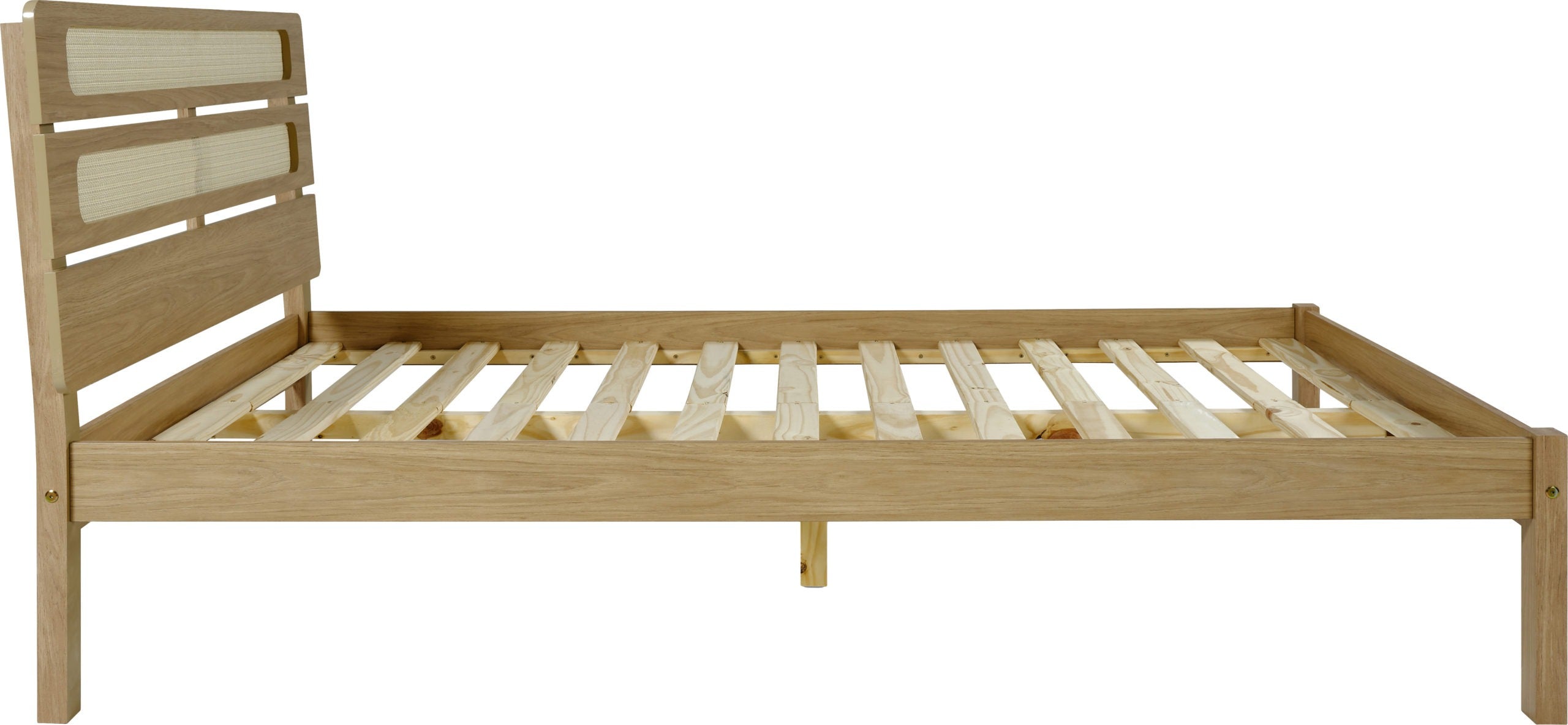 SANTANA 4'6" BED - LIGHT OAK/RATTAN EFFECT
